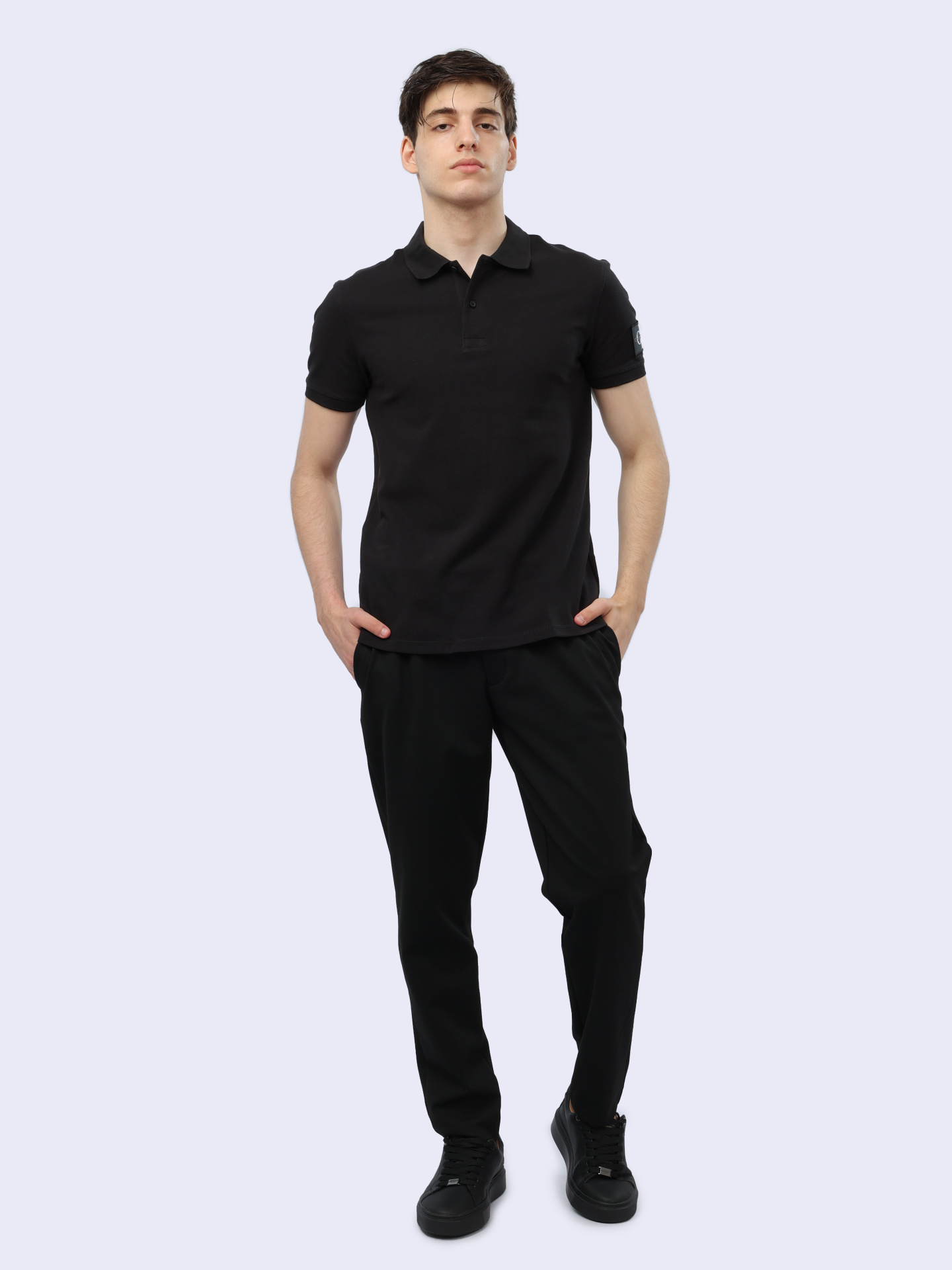 Поло Calvin Klein Jeans J30J323394 BEH черное мужское из хлопка — купить в интернет-магазине Verdistore