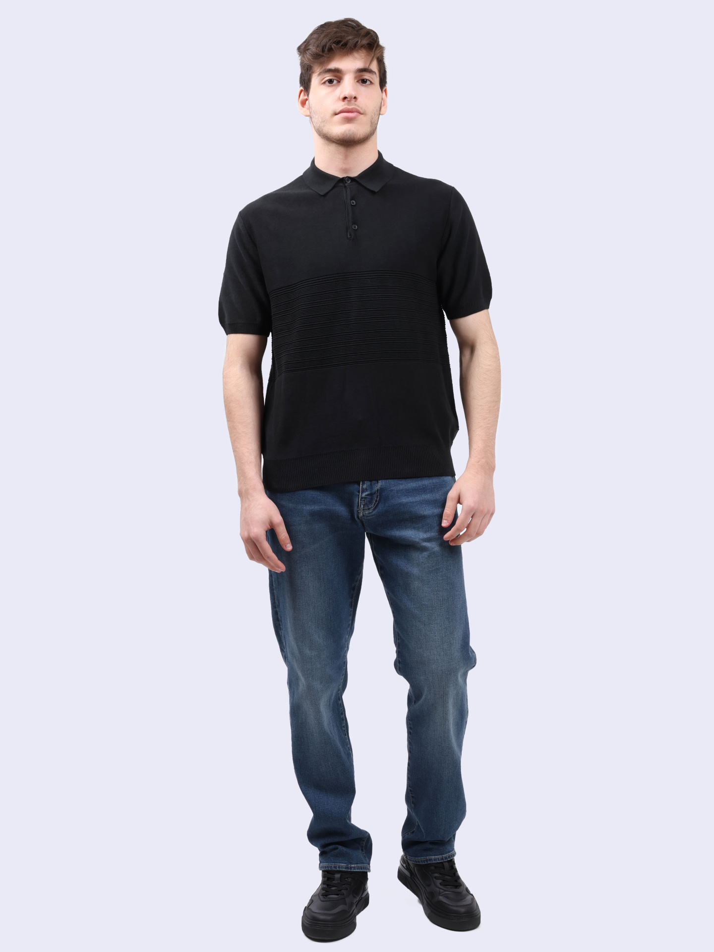 Поло Armani Exchange 6DZF6A ZMQ7Z 1200 черное мужское из хлопка — купить в интернет-магазине Verdistore