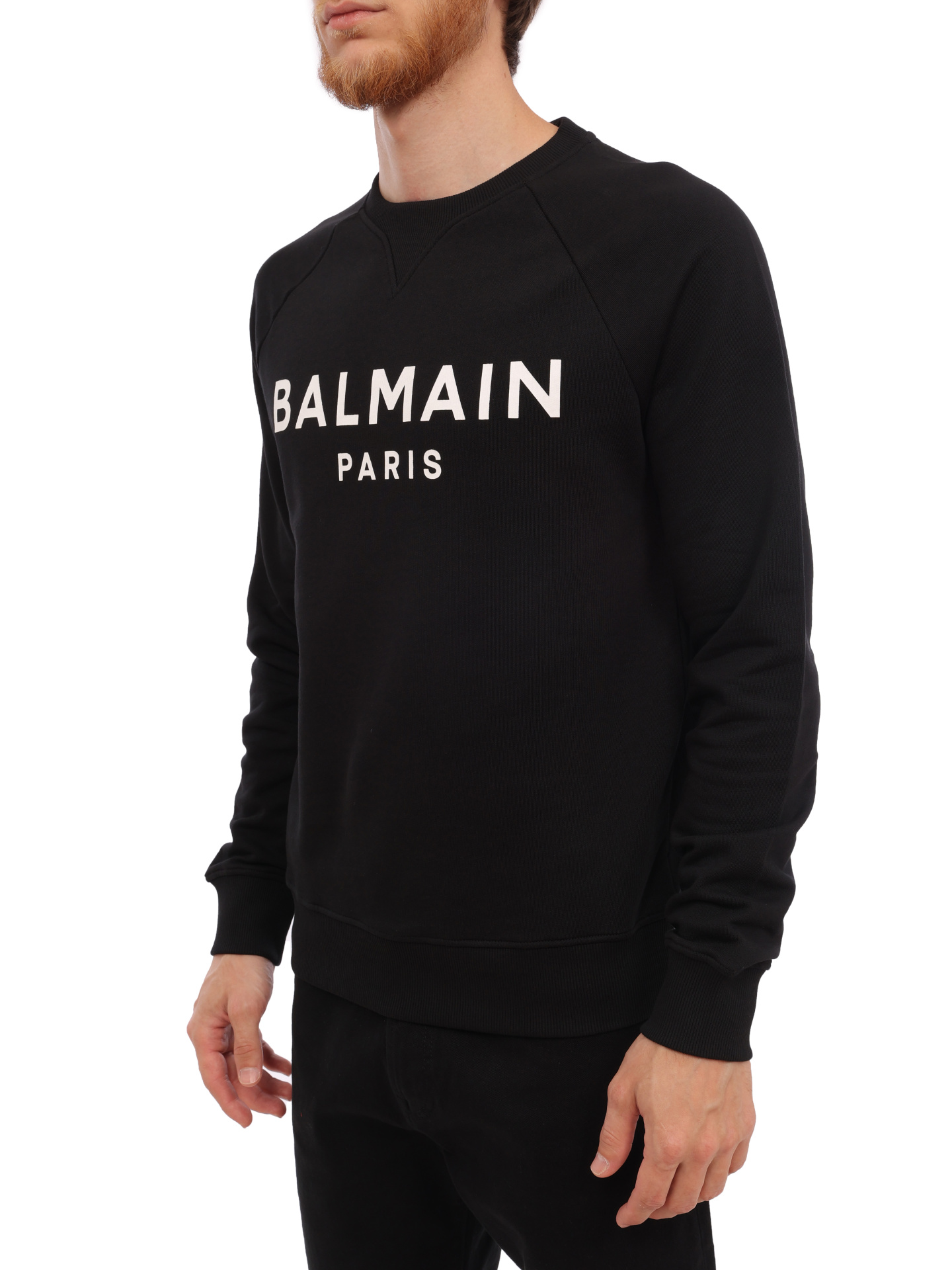 Свитшот Balmain BH1JQ005BB65 EAВ черный мужской с логотипом — купить в интернет-магазине Verdistore