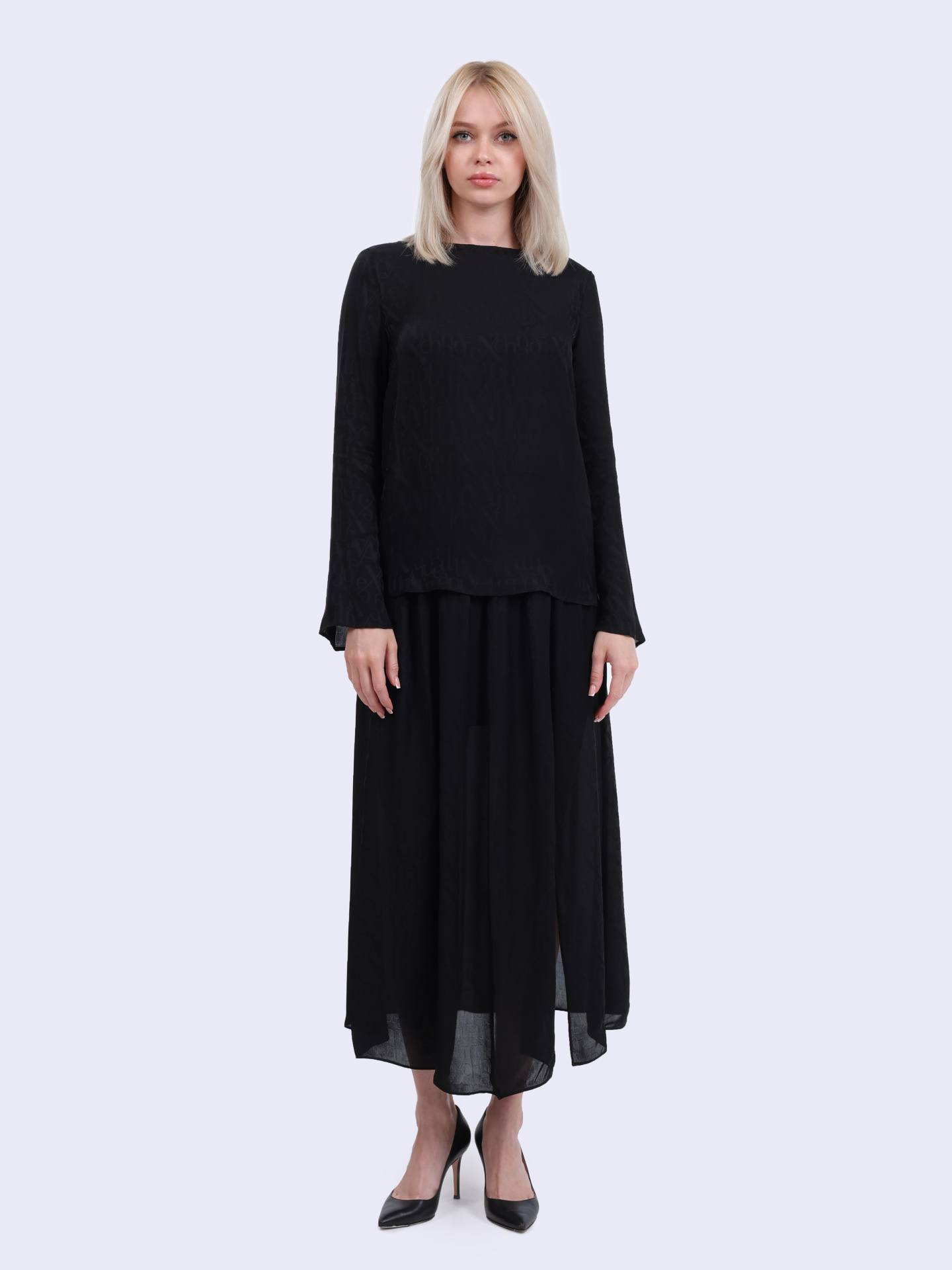 Блуза Armani Exchange XW000149 AF10842 черная женская из струящейся вискозы — купить в интернет-магазине Verdistore