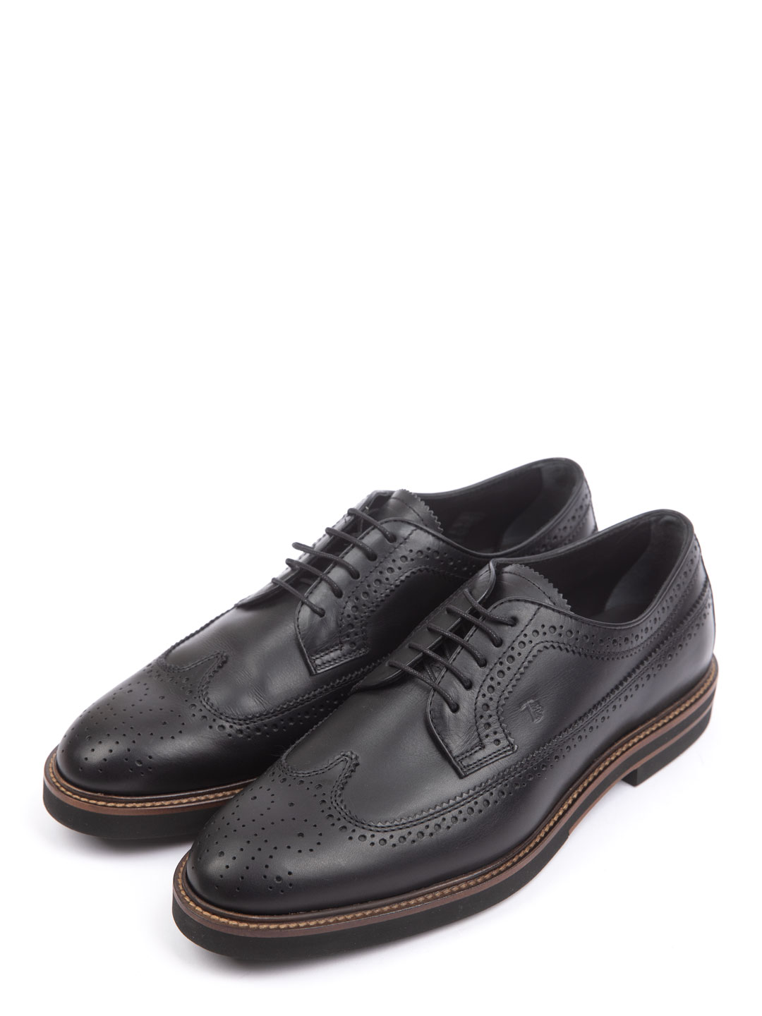 Кожаные оксфорды черные с перфорированным узором  — купить в интернет-магазине Verdistore
