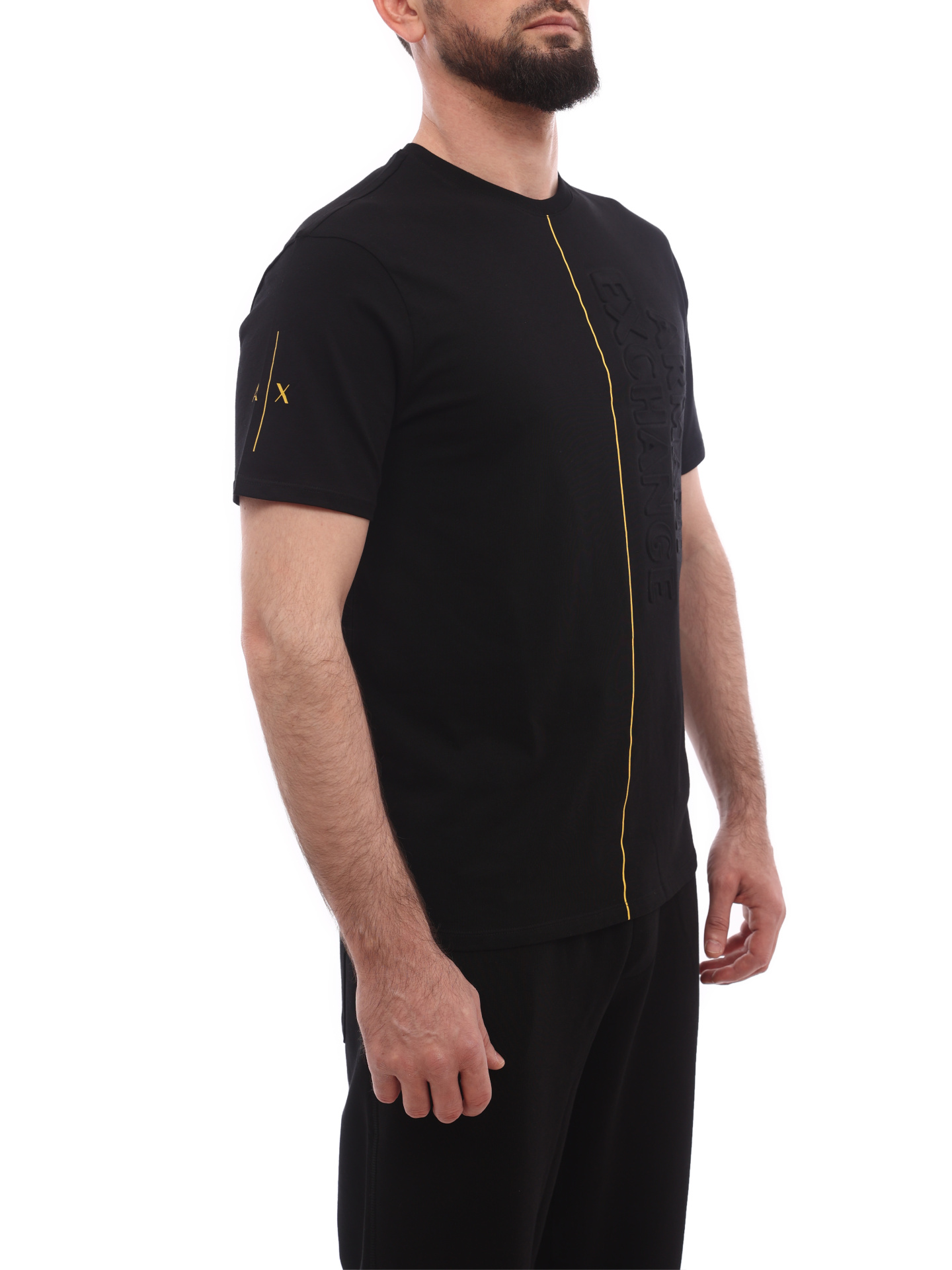 Футболка Armani Exchange 3LZTBD ZJ3VZ 1200 черная мужская с полоской — купить в интернет-магазине Verdistore