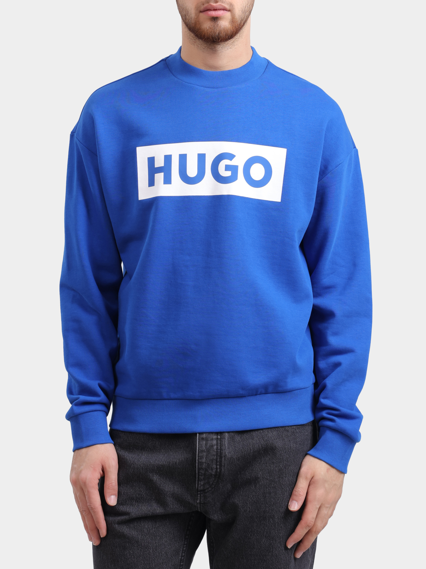 Свитшот Hugo Niero 10249110 голубой мужской с логотипом — купить в интернет-магазине Verdistore