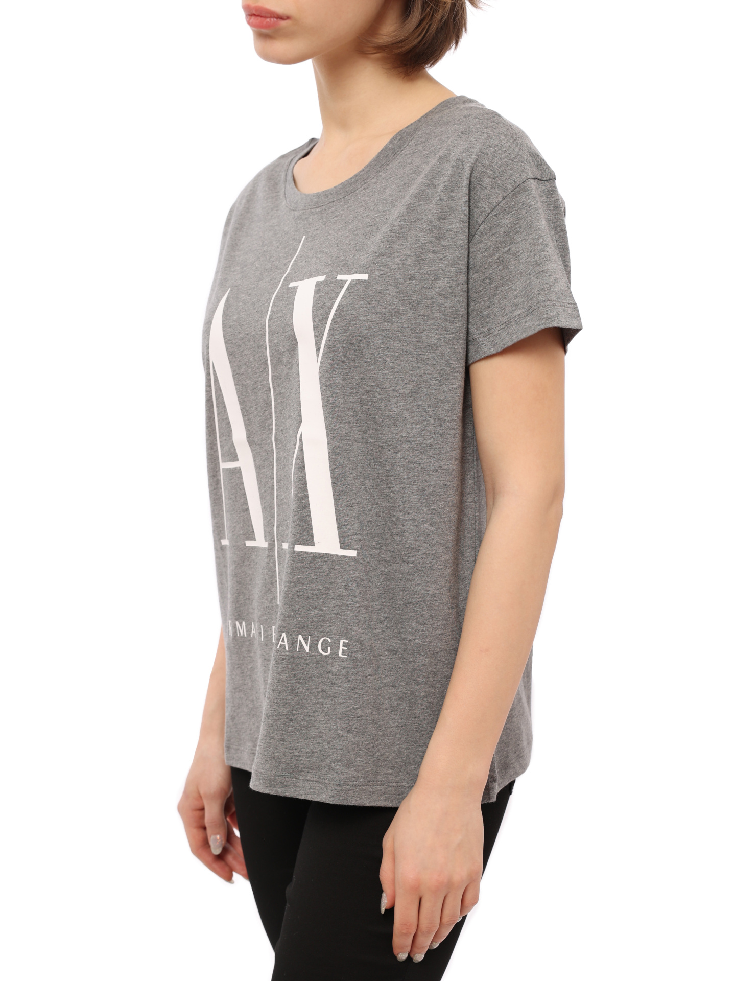 Футболка Armani Exchange 8NYTCX YJG3Z 3930 серая женская с логотипом — купить в интернет-магазине Verdistore
