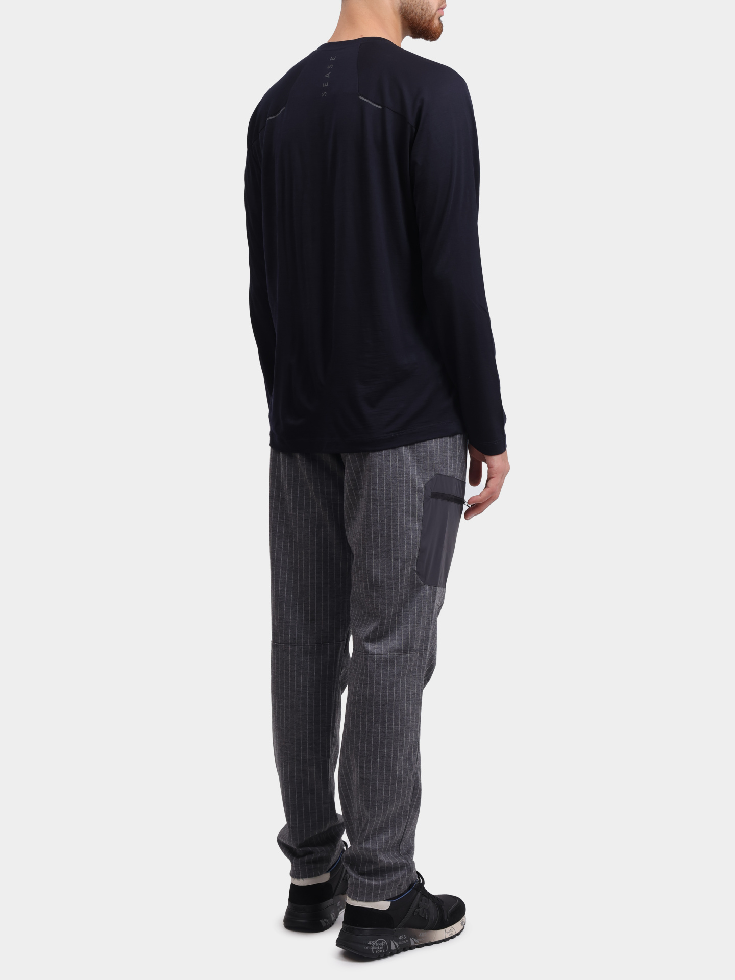 Лонгслив Sease LR040TJ014 B62 темно-синий мужской из шерсти — купить в интернет-магазине Verdistore