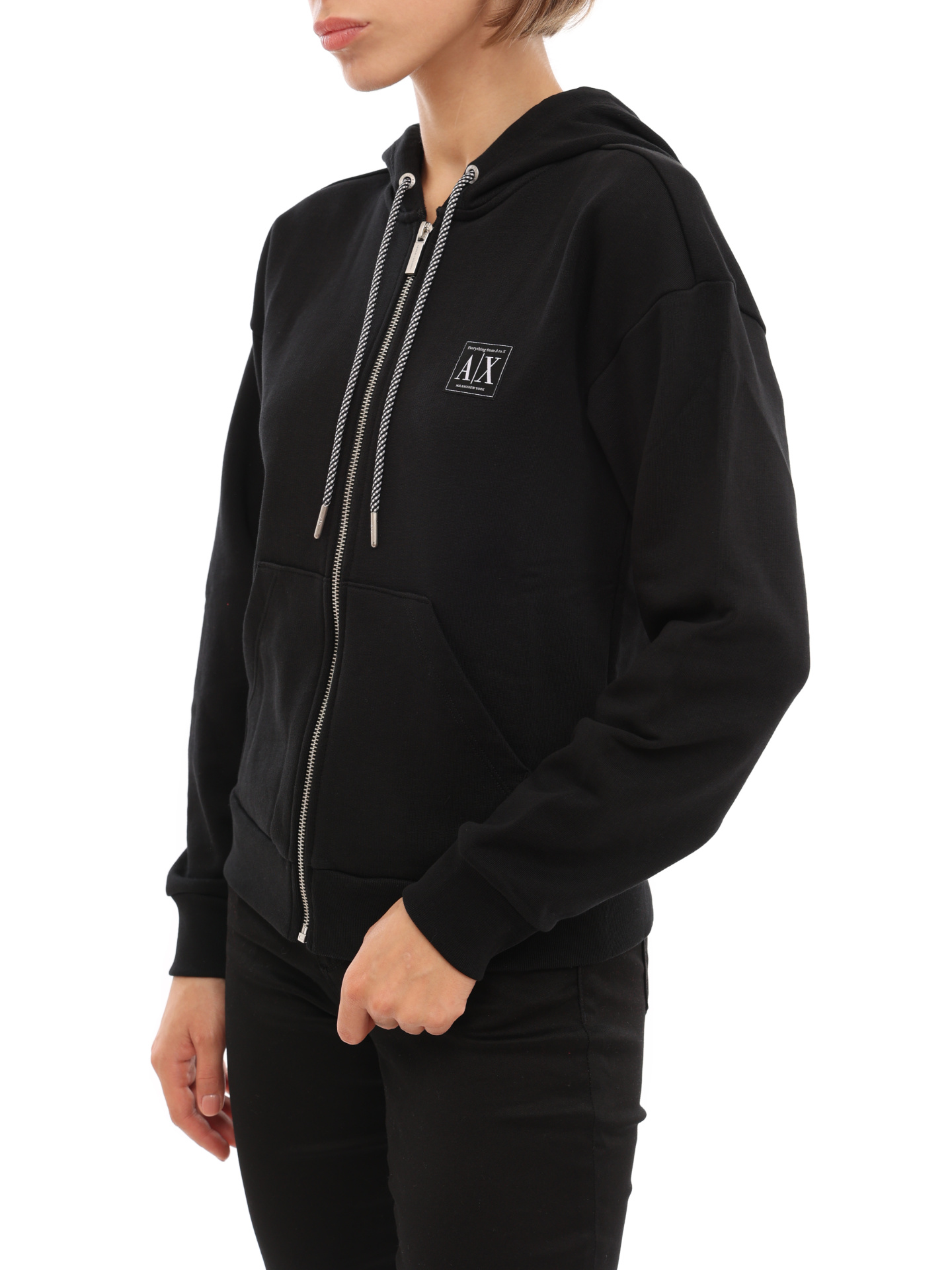 Мастерка Armani Exchange 3LYM17 YJ5VZ 1200 черная женская с капюшоном — купить в интернет-магазине Verdistore