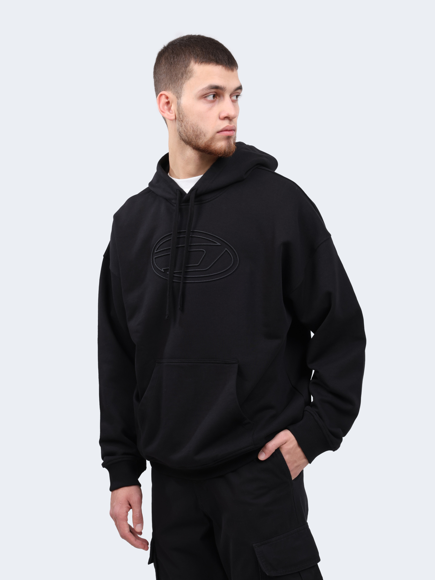 Худи Diesel A037910JYYJ9XX черное мужское из хлопка — купить в интернет-магазине Verdistore