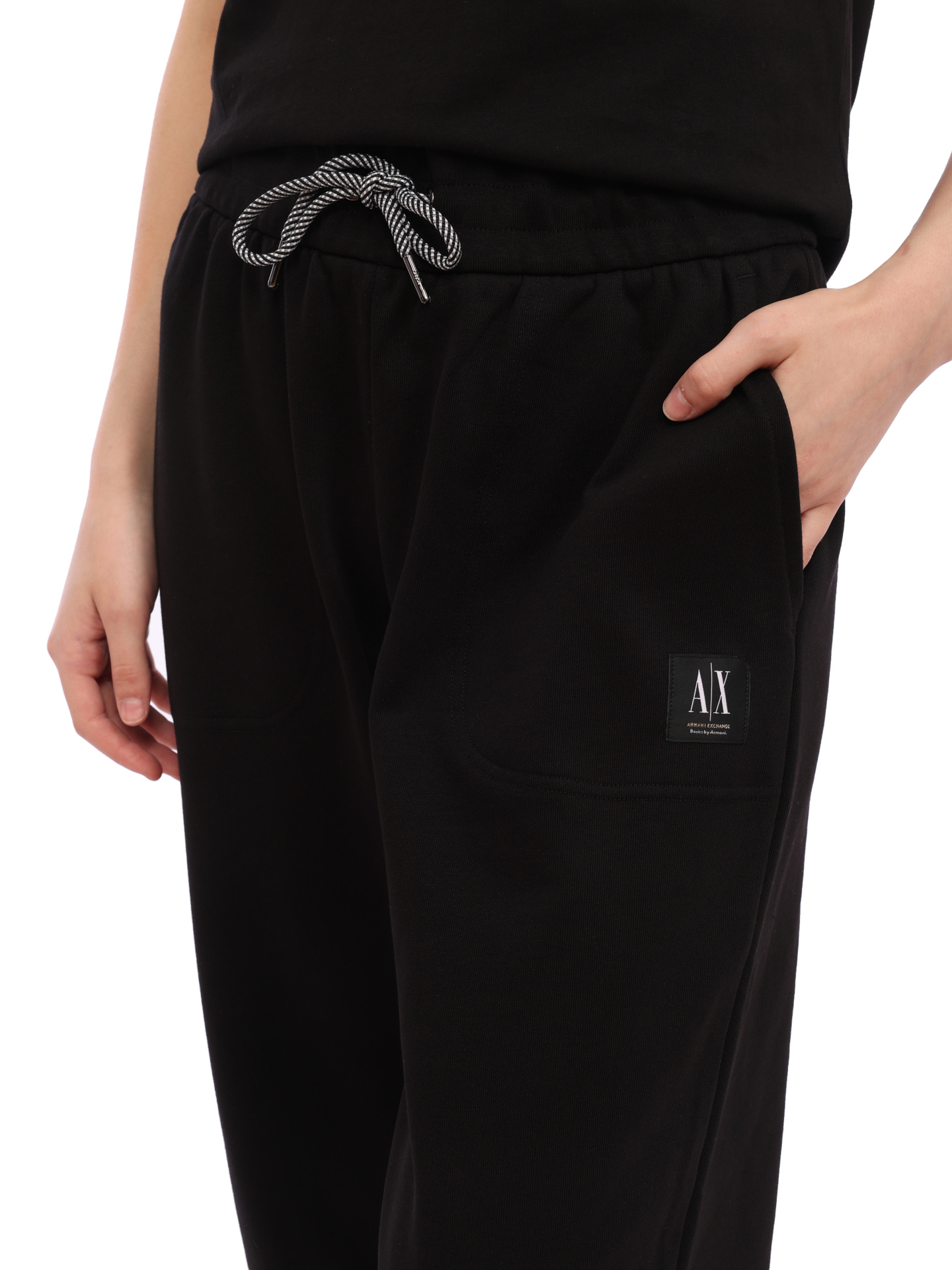 Брюки спортивные Armani Exchange 3RYP88 YJDVZ 1200 черные женские из хлопка — купить в интернет-магазине Verdistore