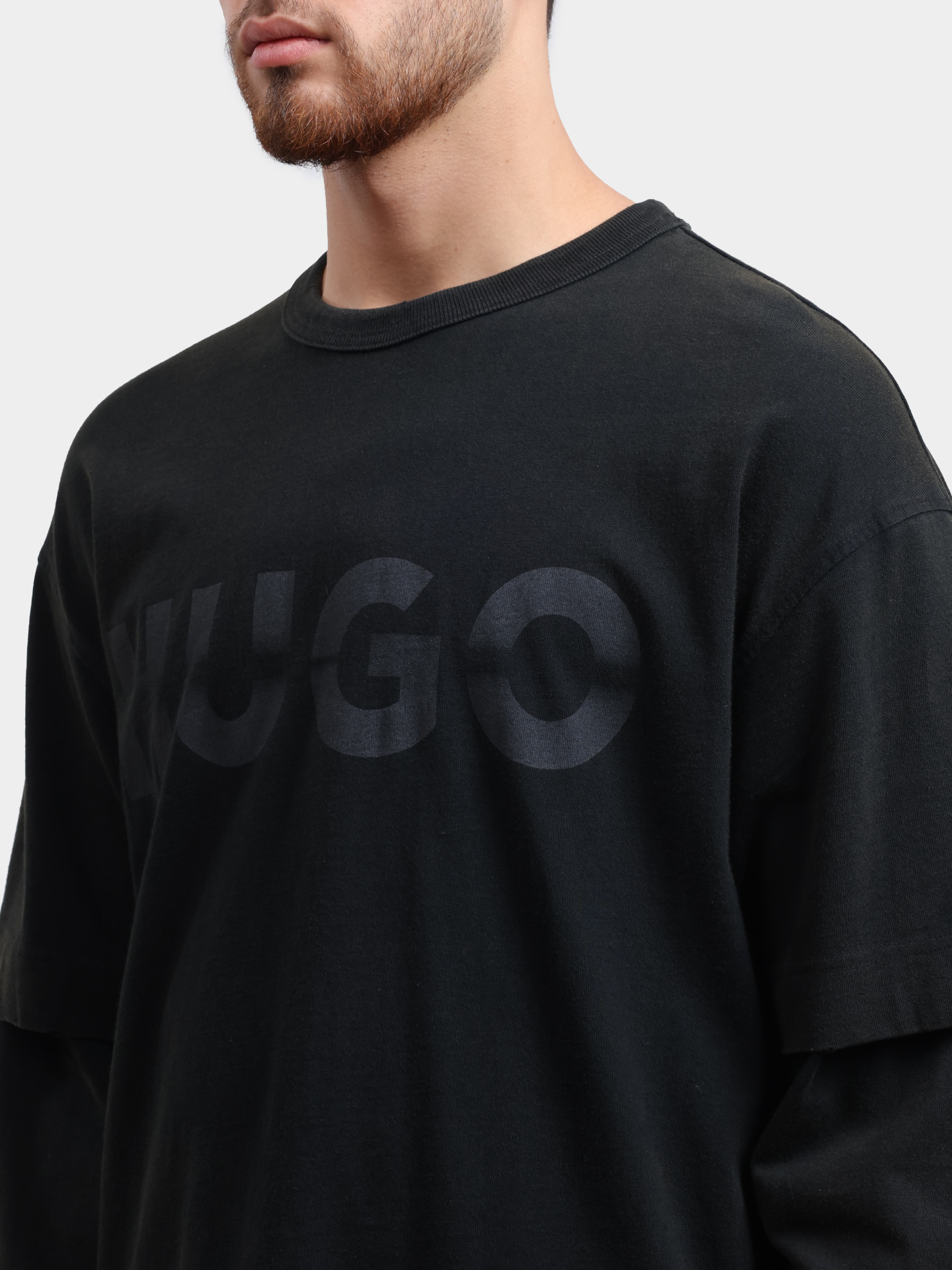 Лонгслив Hugo 50546541 036 темно-серый мужской — купить в интернет-магазине Verdistore