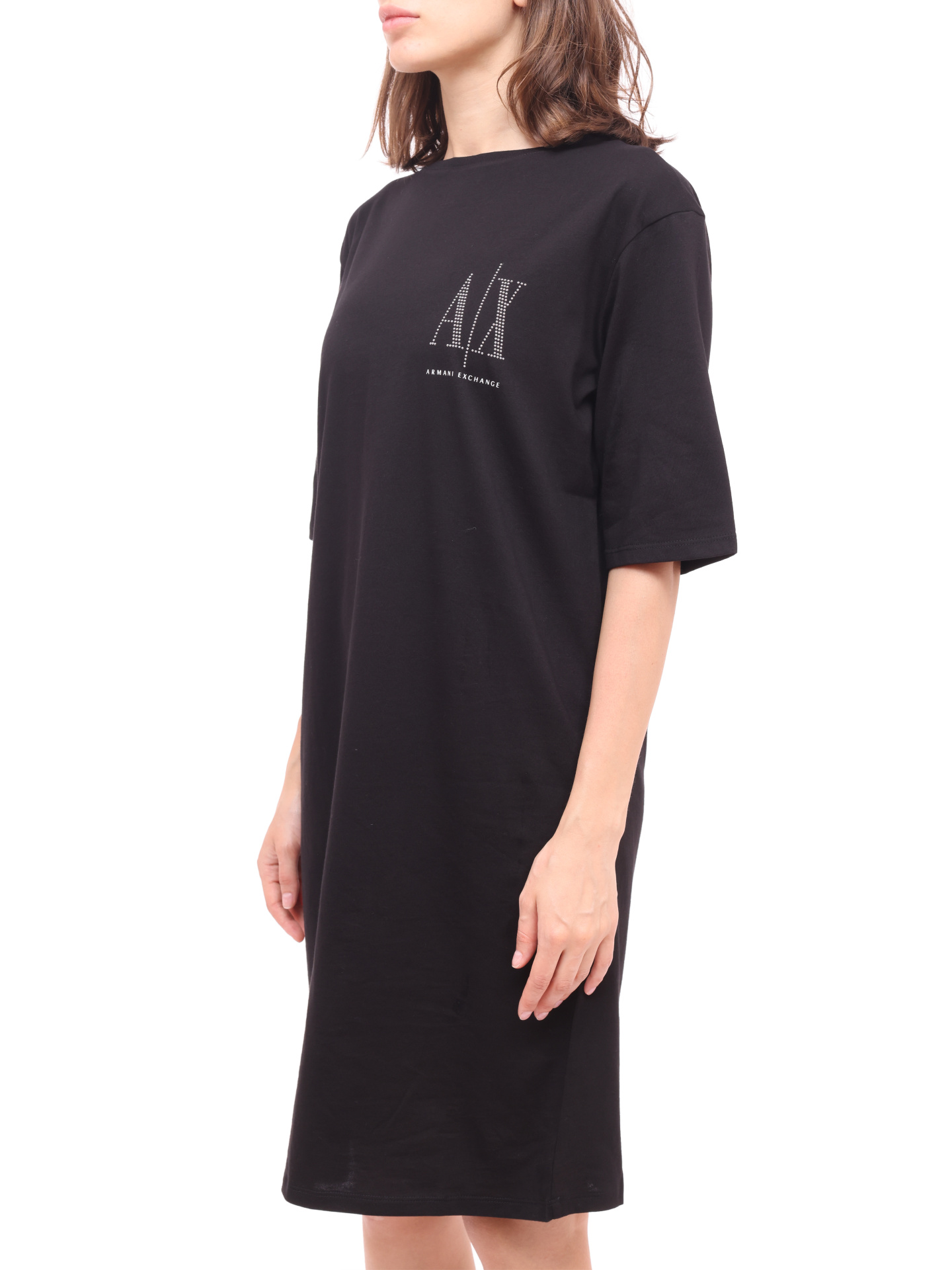 Платье Armani Exchange 8NYADX YJG3Z 8218 черное женское из хлопка — купить в интернет-магазине Verdistore