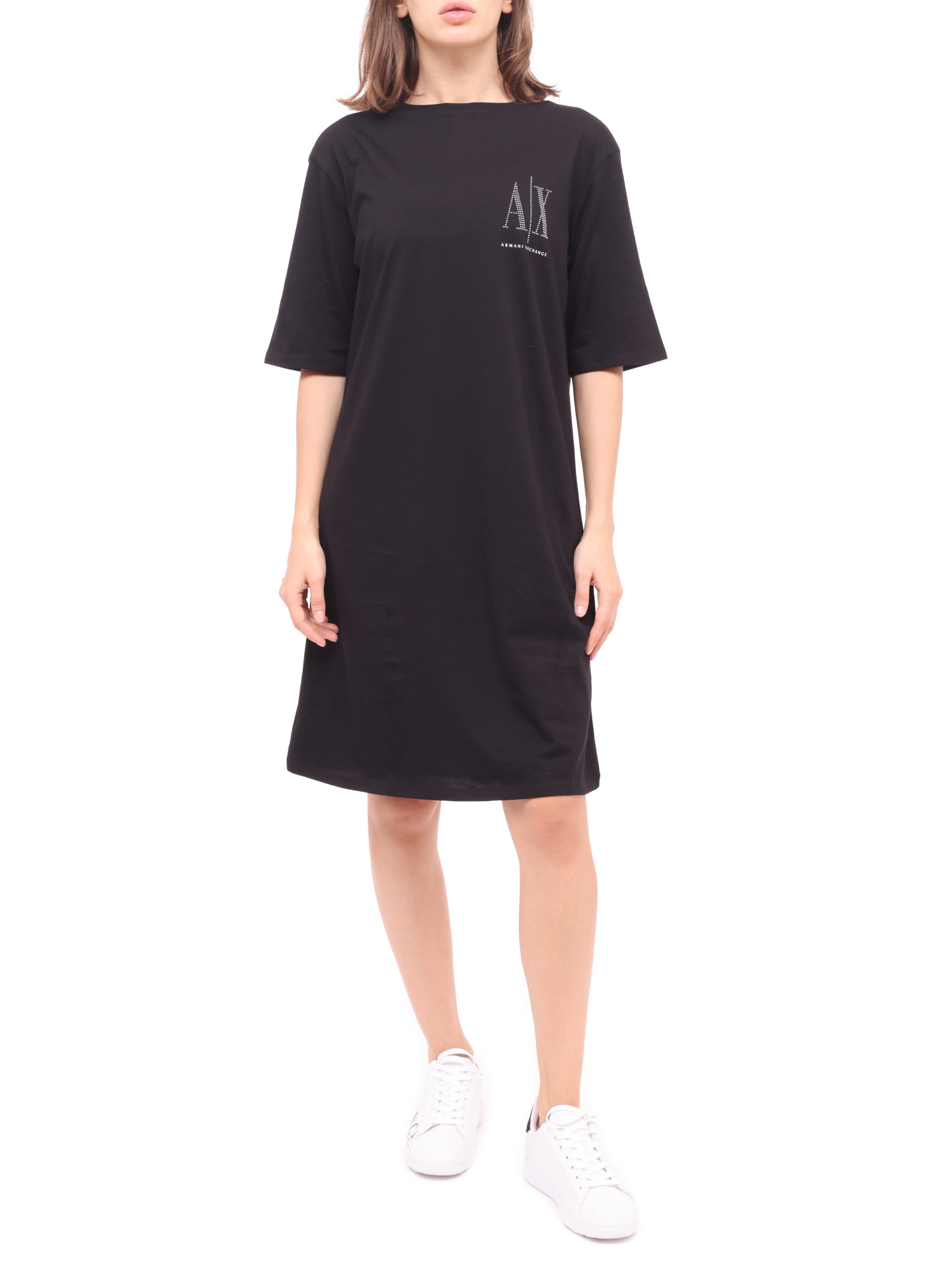 Платье Armani Exchange 8NYADX YJG3Z 8218 черное женское из хлопка — купить в интернет-магазине Verdistore