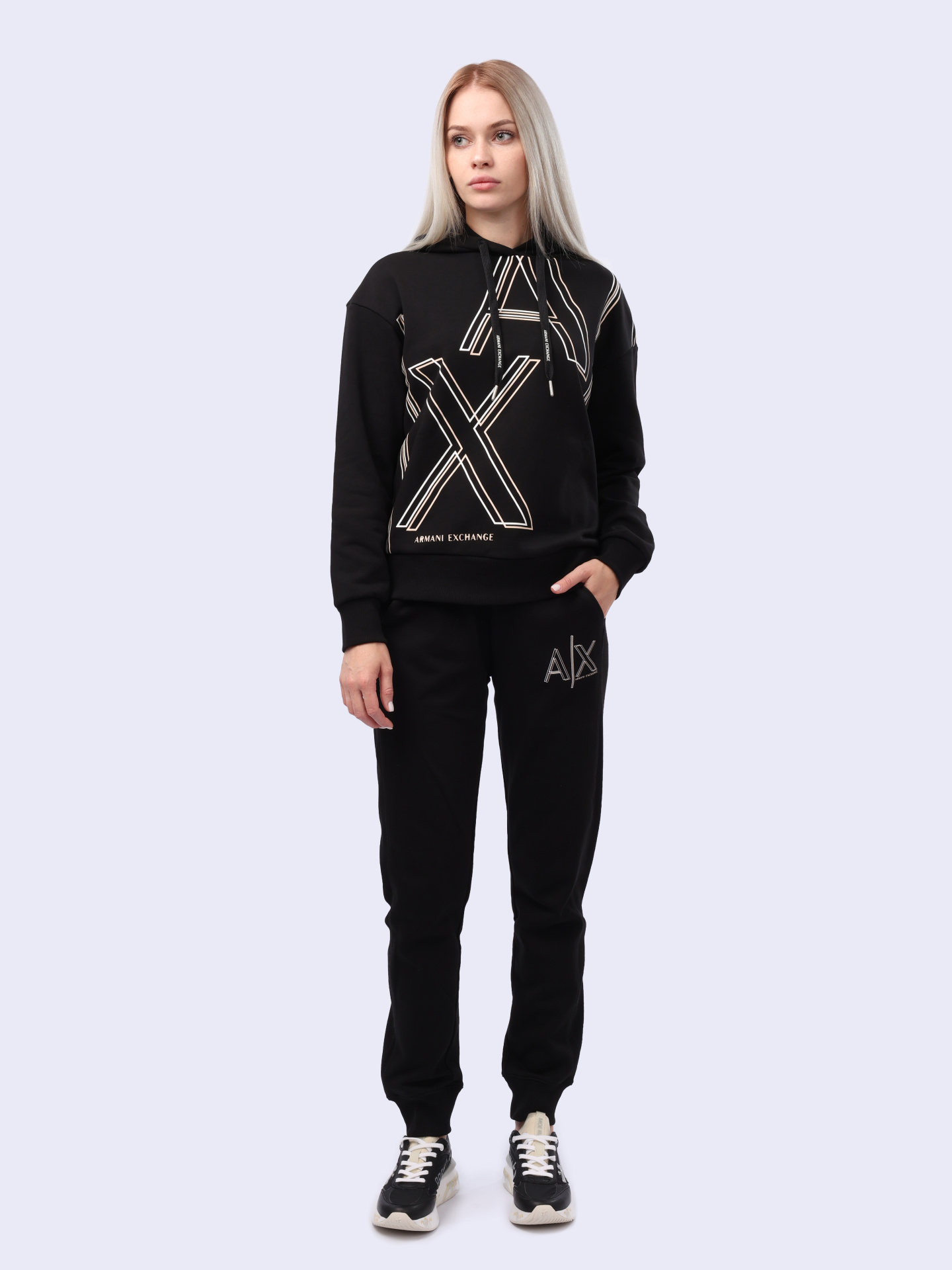 Худи Armani Exchange 3DYM09 YJEBZ 1200 черное женское с логотипом — купить в интернет-магазине Verdistore