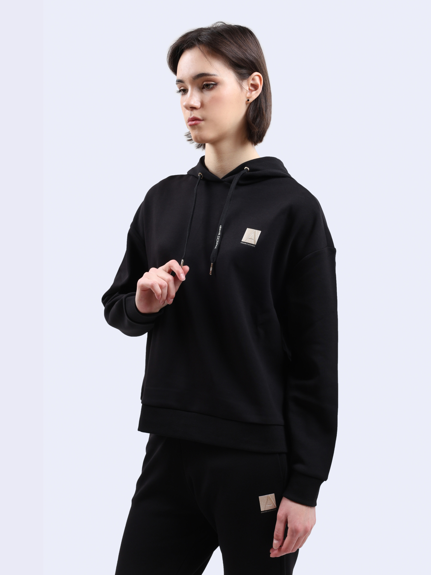 Худи Armani Exchange 6DYM61 YJFYZ 1200 черное женское — купить в интернет-магазине Verdistore