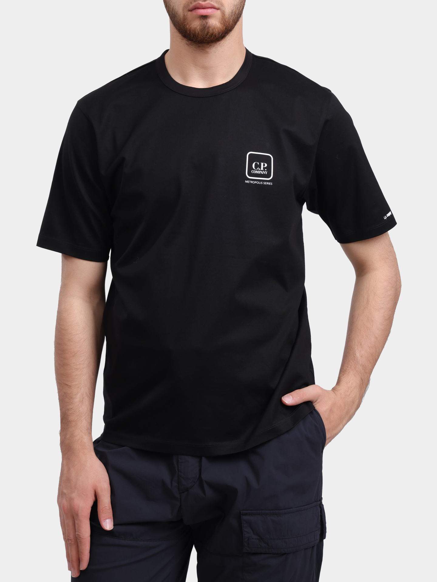 Футболка C.P. Company 20CLTS057A 006370W 999 черная мужская из хлопка — купить в интернет-магазине Verdistore