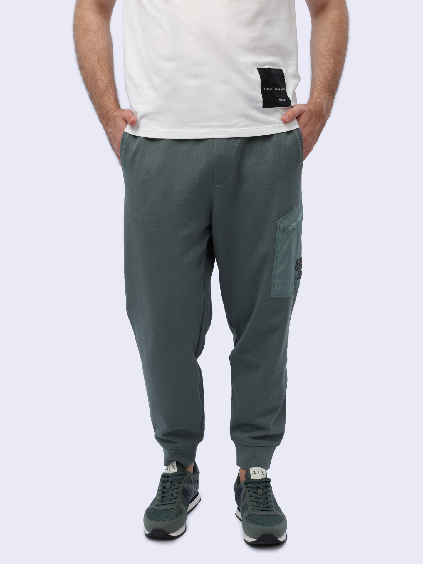 Брюки Armani Exchange 3DZPLK ZJ4XZ 1888 светло-зеленые мужские с накладным карманом — купить в интернет-магазине Verdistore