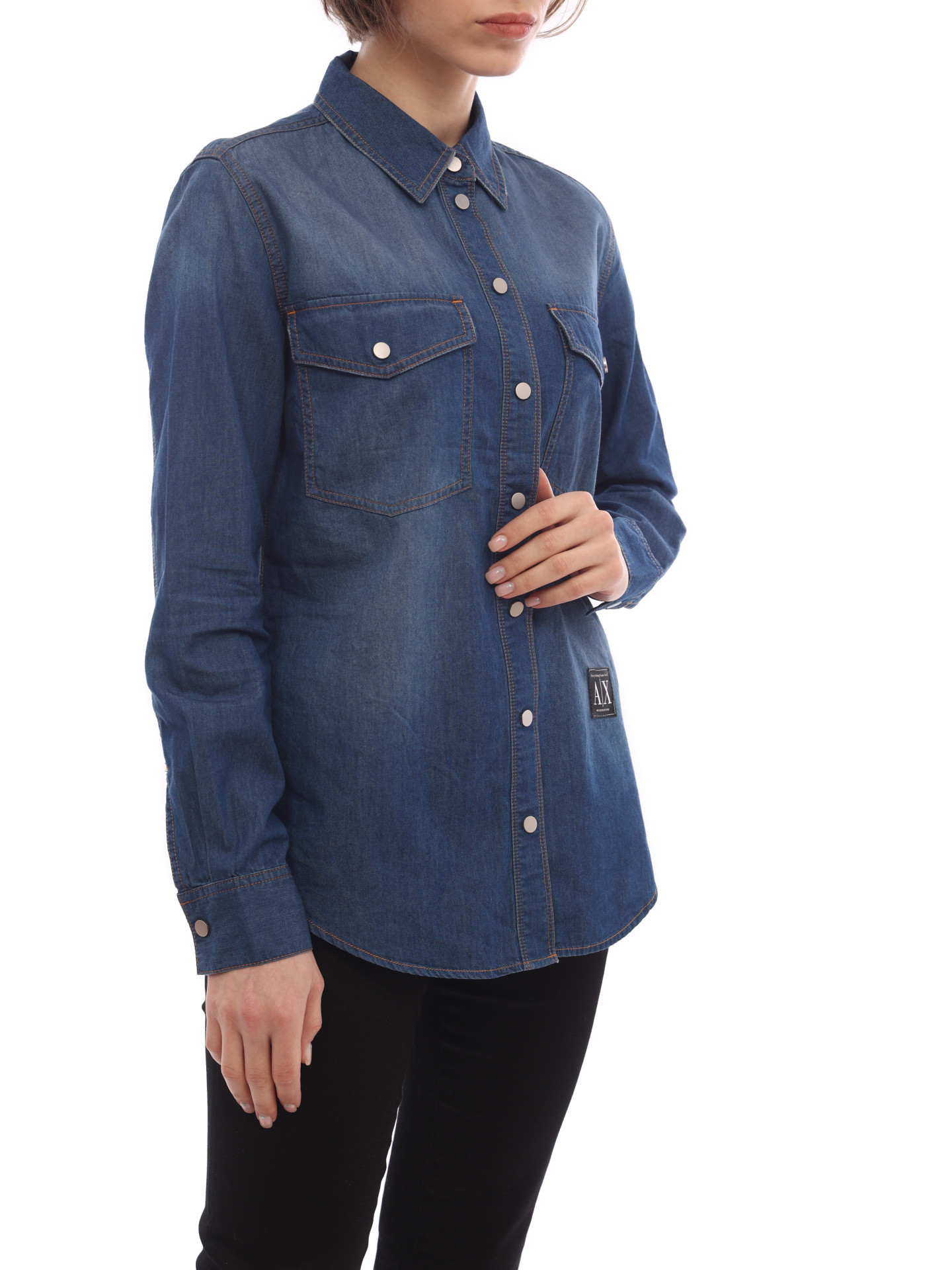 Рубашка Armani Exchange 3LYC40 Y1VTZ 1500 джинсовая женская на кнопках — купить в интернет-магазине Verdistore
