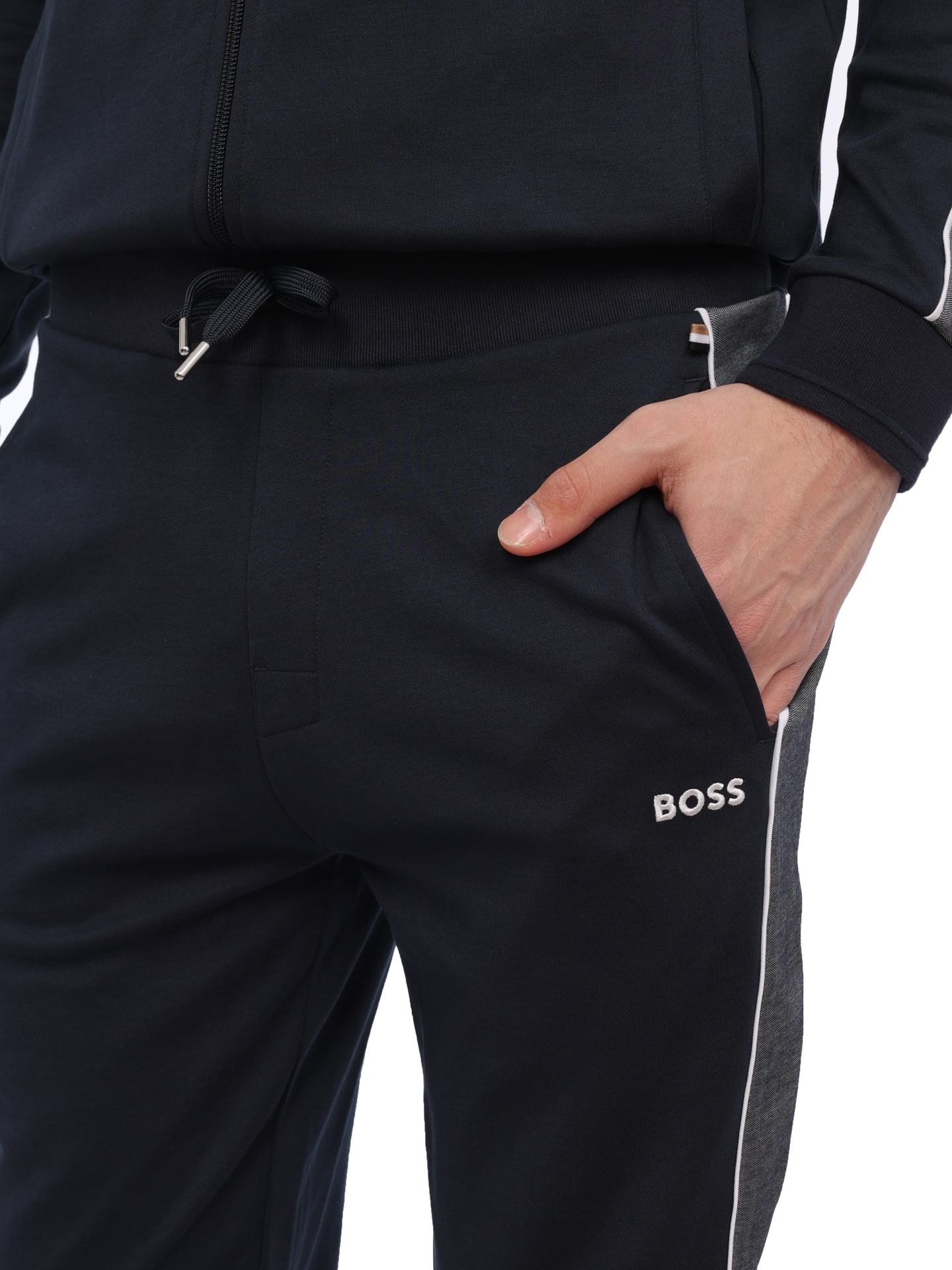 Костюм спортивный Boss 50511040 403 темно-синий мужской с лампасами — купить в интернет-магазине Verdistore