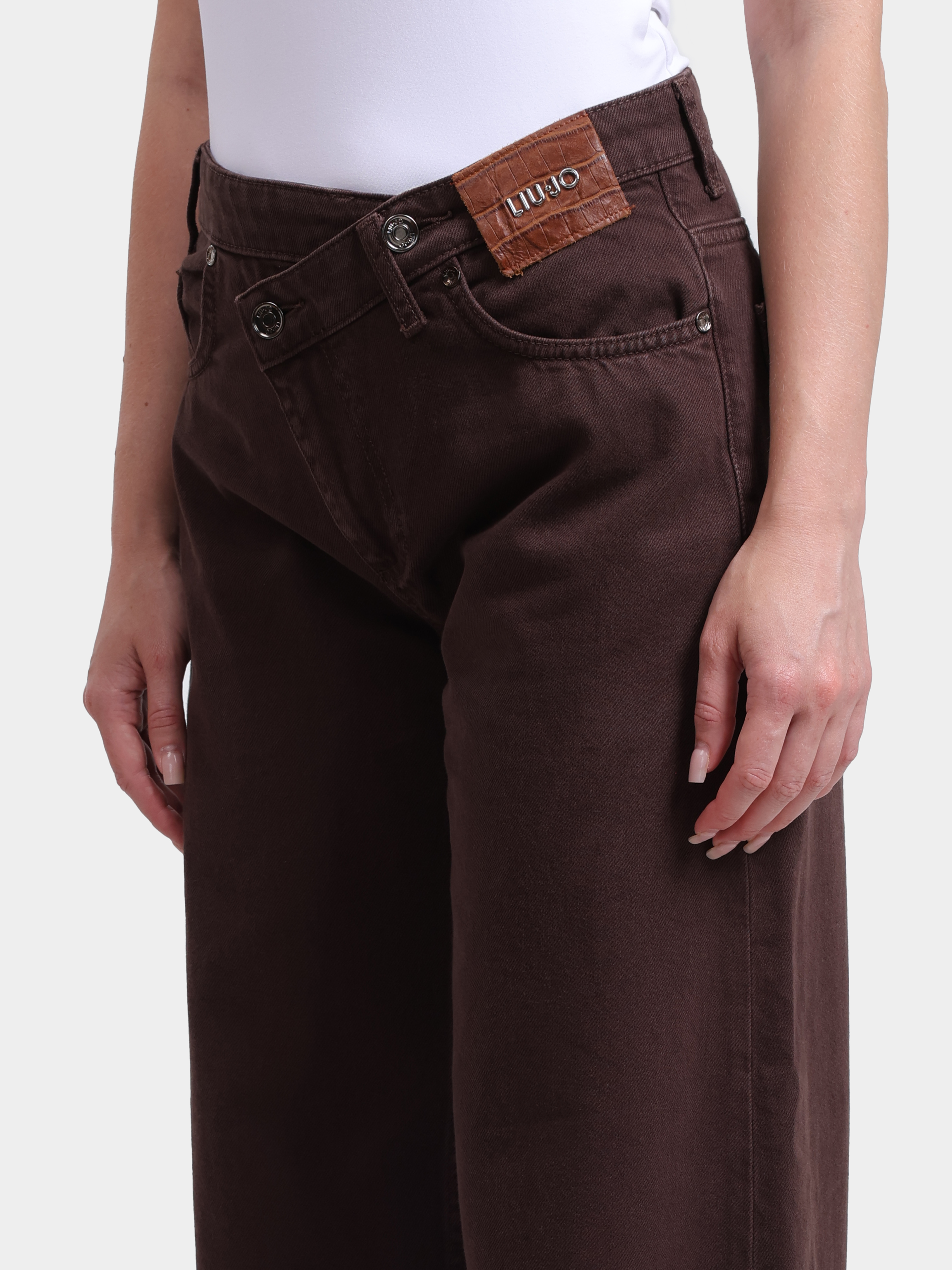 Джинсы Liu-Jo BLUE DENIM UF6160 T581A 91106 коричневые женские с асимметричным поясом — купить в интернет-магазине Verdistore