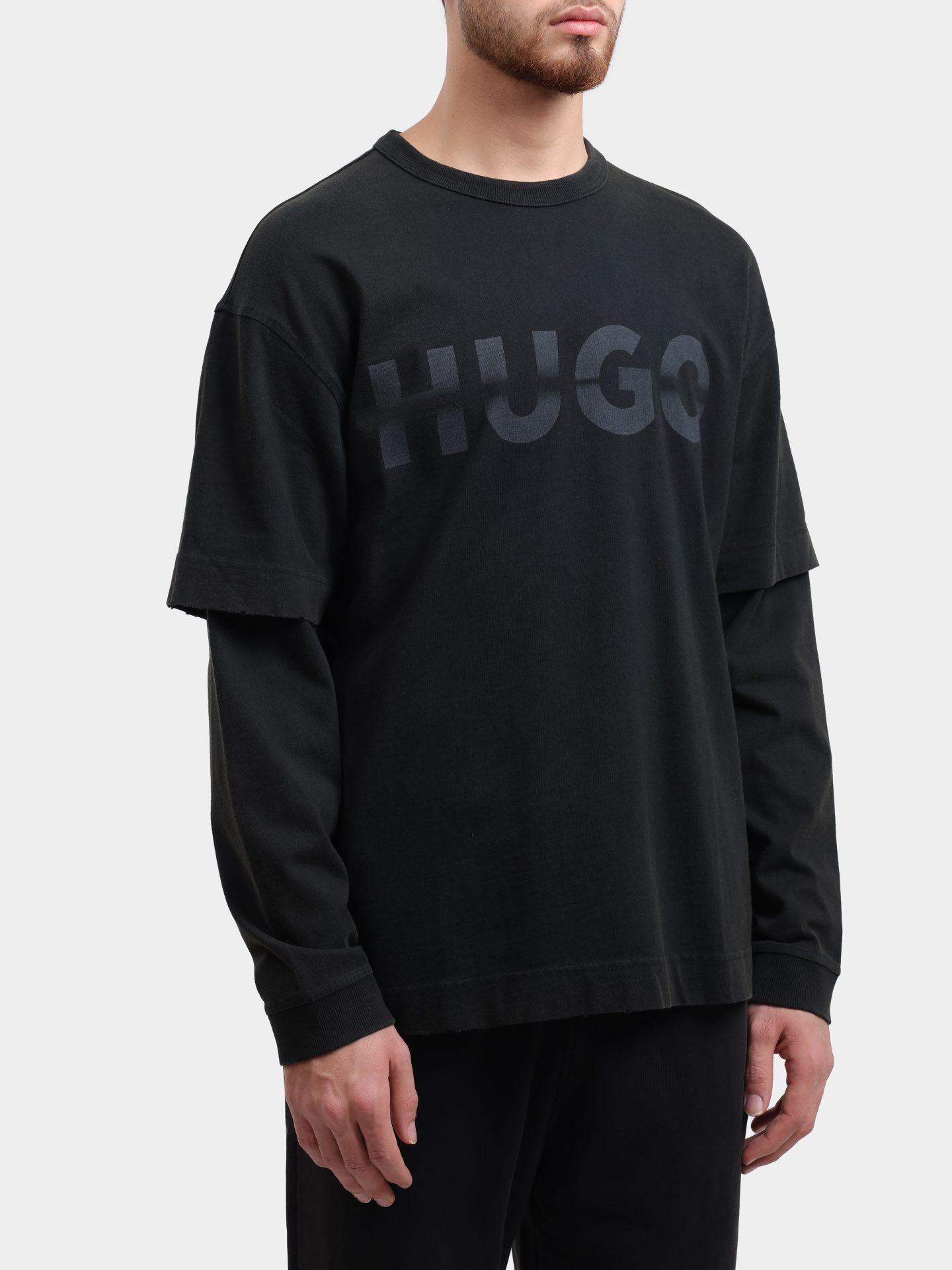 Лонгслив Hugo 50546541 036 темно-серый мужской — купить в интернет-магазине Verdistore