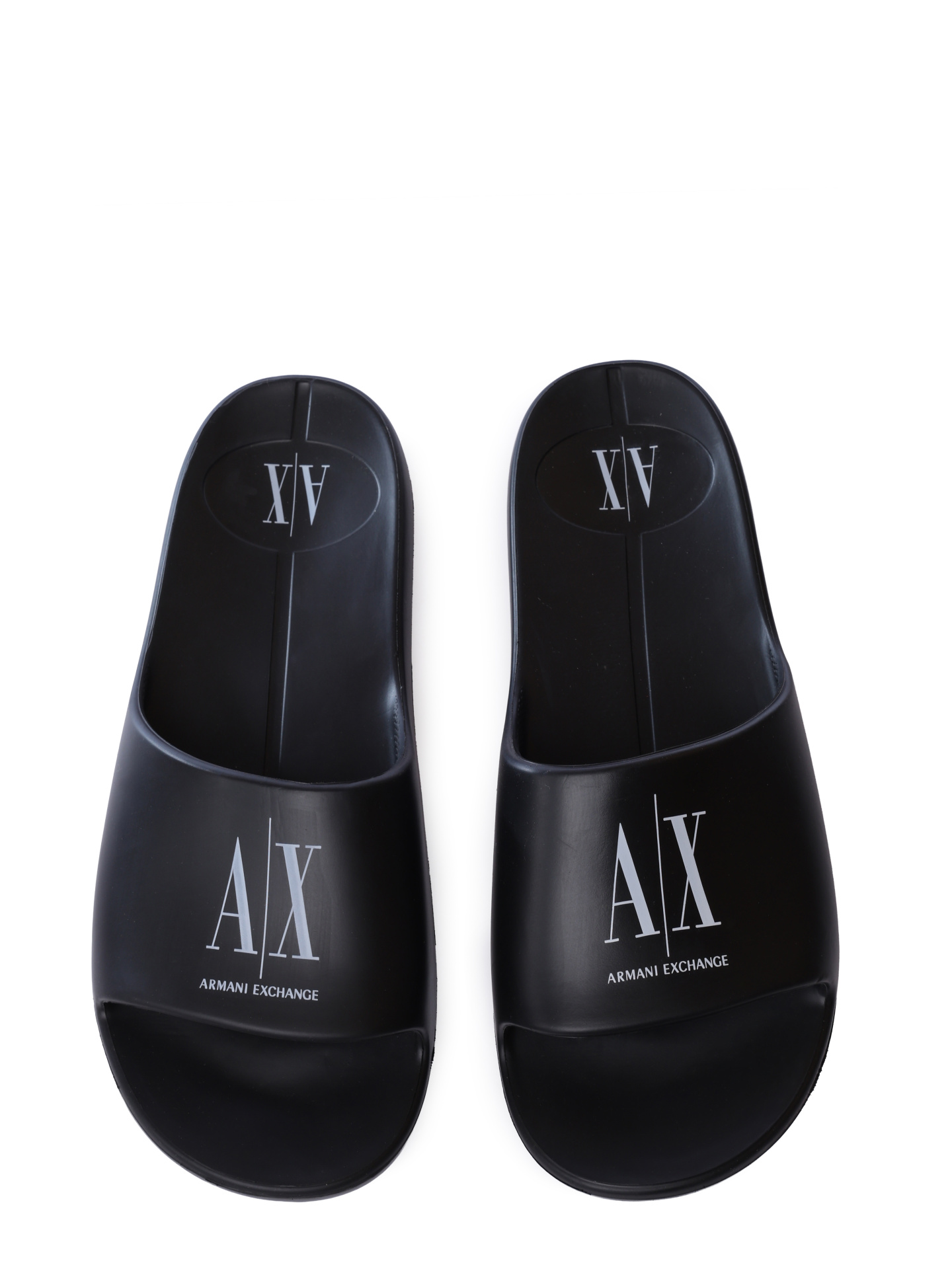 Шлепанцы Armani Exchange XUP012 XV675 S277 черные мужские с логотипом — купить в интернет-магазине Verdistore