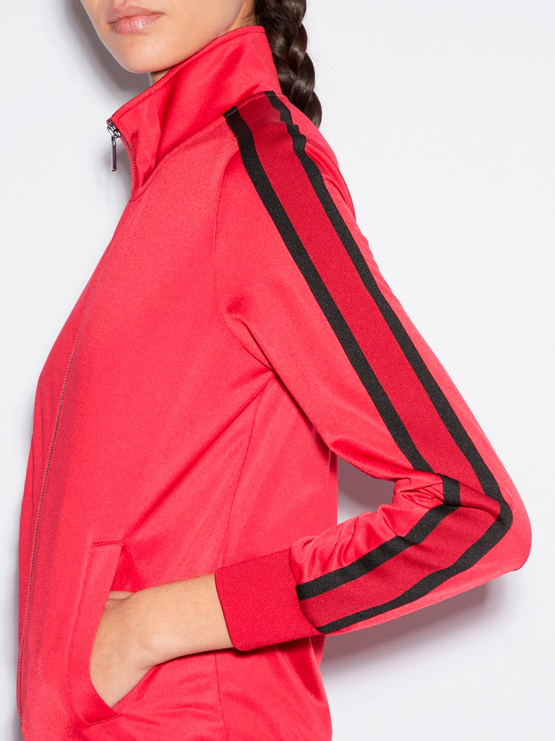 Мастерка Armani Exchange 3GYM77 1452 красная женская с контрастными полосками — купить в интернет-магазине Verdistore