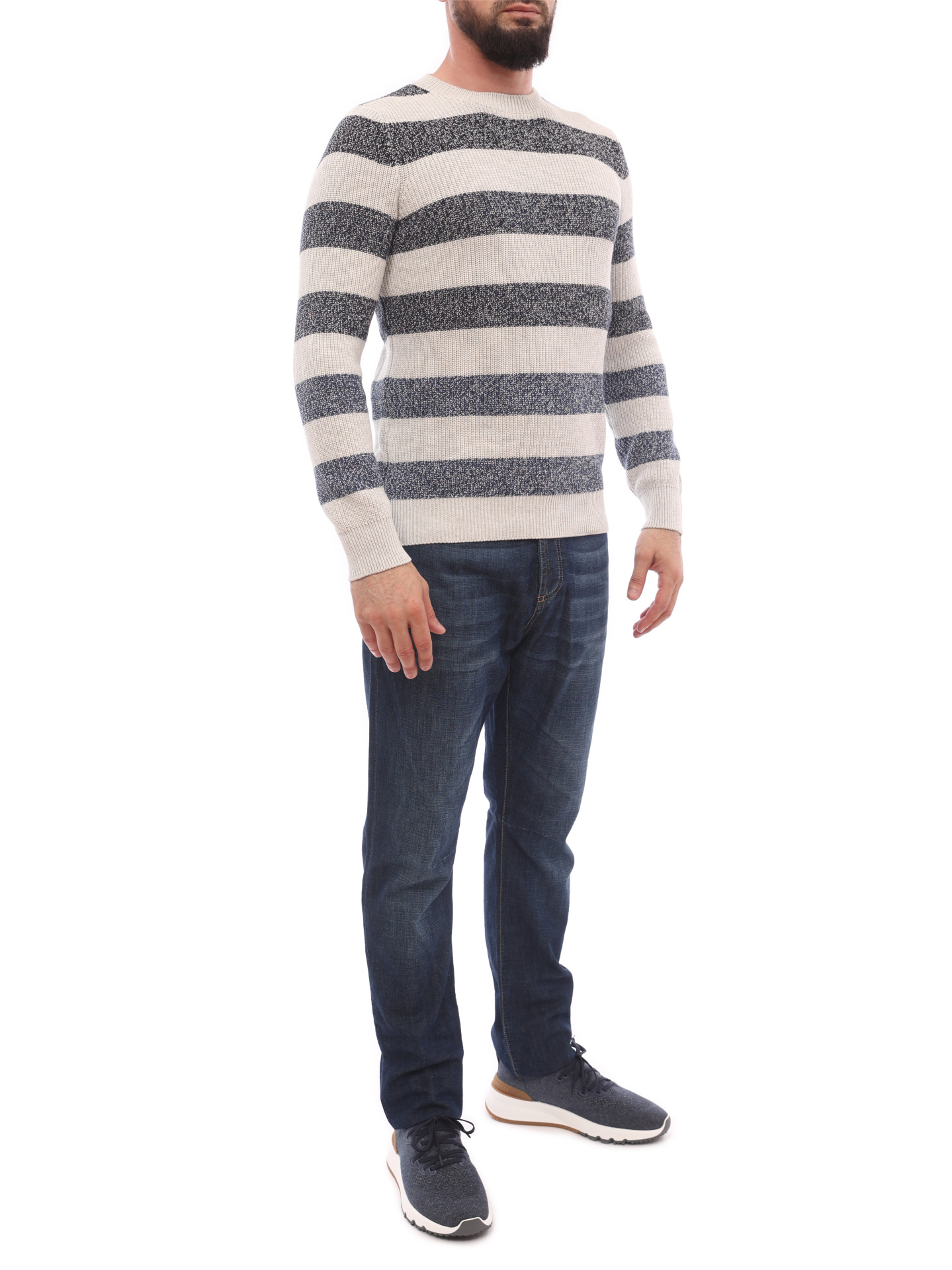 Свитер Brunello Cucinelli M2874700 полосатый мужской — купить в интернет-магазине Verdistore