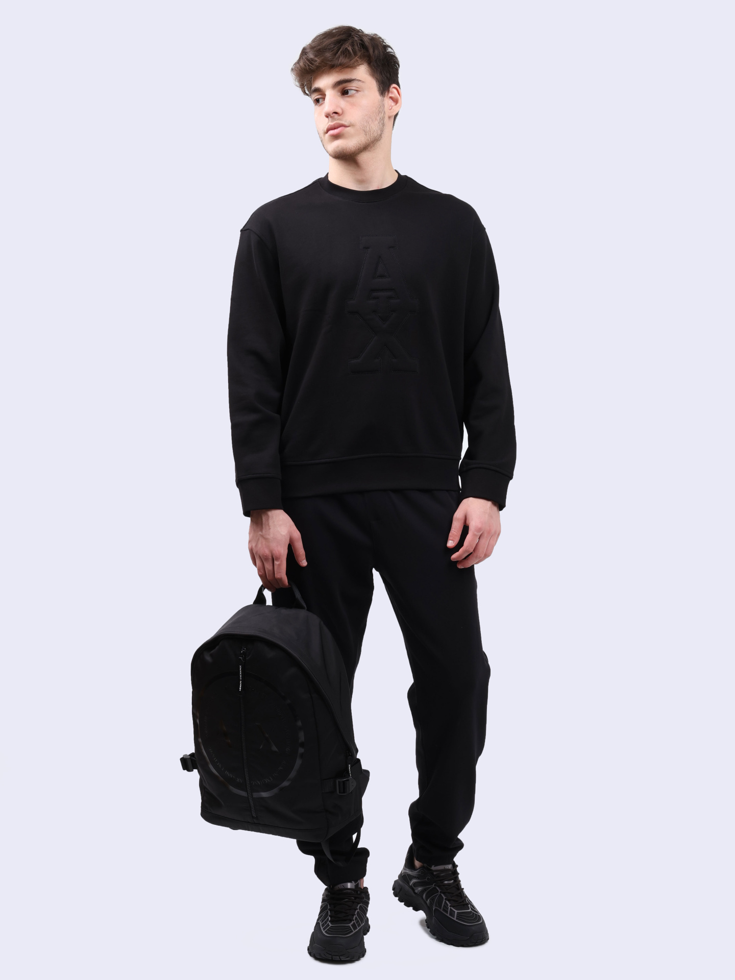 Свитшот Armani Exchange 6DZMLF ZJ4XZ 1200 черный мужской из хлопка — купить в интернет-магазине Verdistore