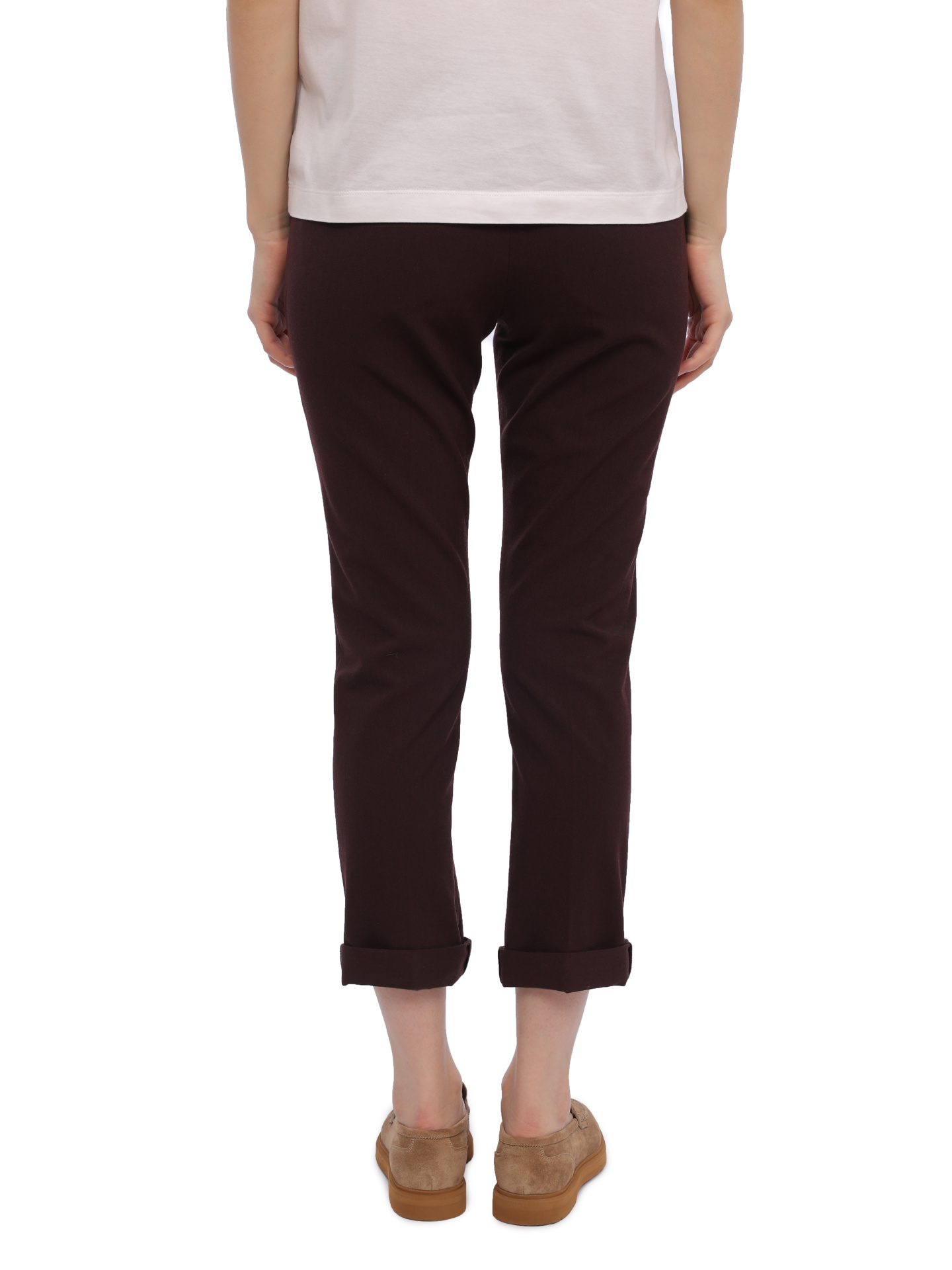 Брюки Brunello Cucinelli MA051P1837 бордовые женские из шерсти — купить в интернет-магазине Verdistore