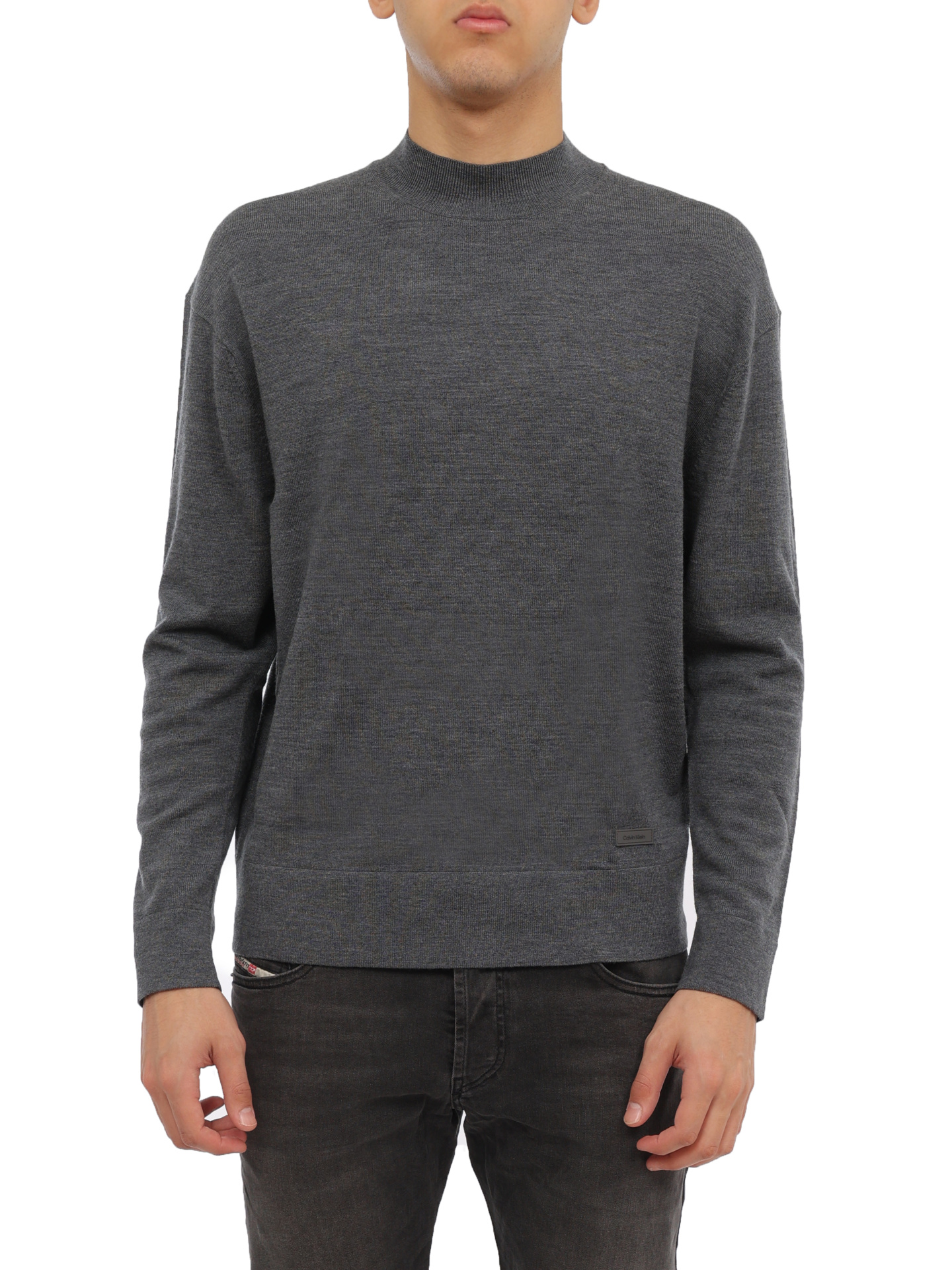 Свитер Calvin Klein Calvin Klein K10K111942 P4E темно-серый мужской из шерсти — купить в интернет-магазине Verdistore