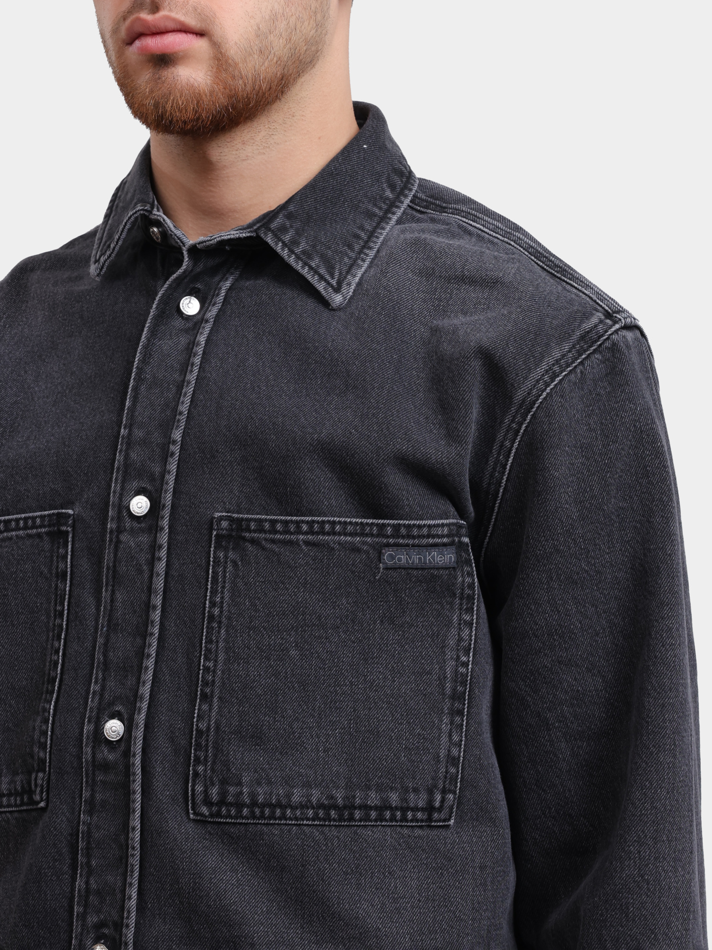 Рубашка Calvin Klein Jeans J30J327558 1BY джинсовая мужская — купить в интернет-магазине Verdistore