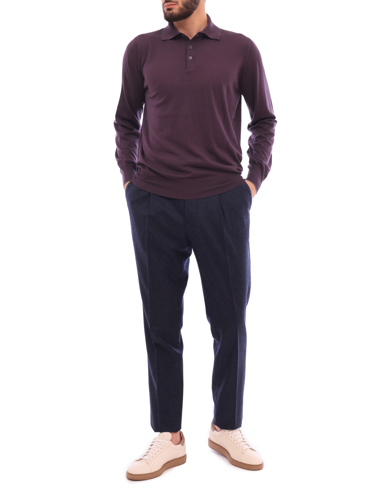 Поло Brunello Cucinelli M2400295 CF347 фиолетовое мужское из шерсти — купить в интернет-магазине Verdistore