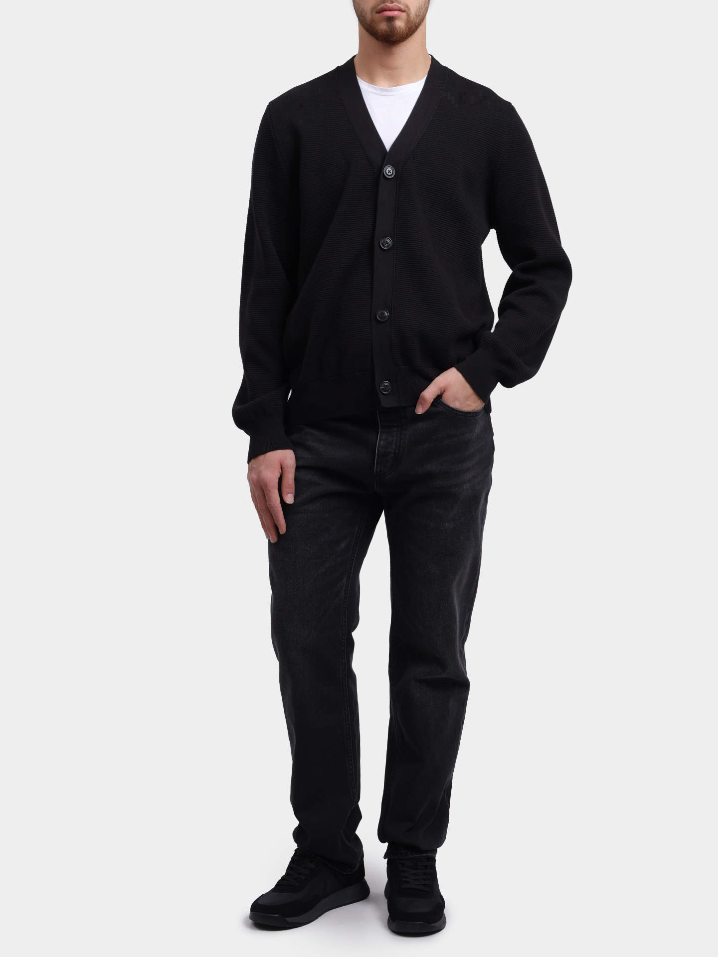 Кардиган San Jared-C 10275565 01 50551509 001 черный мужской — купить в интернет-магазине Verdistore