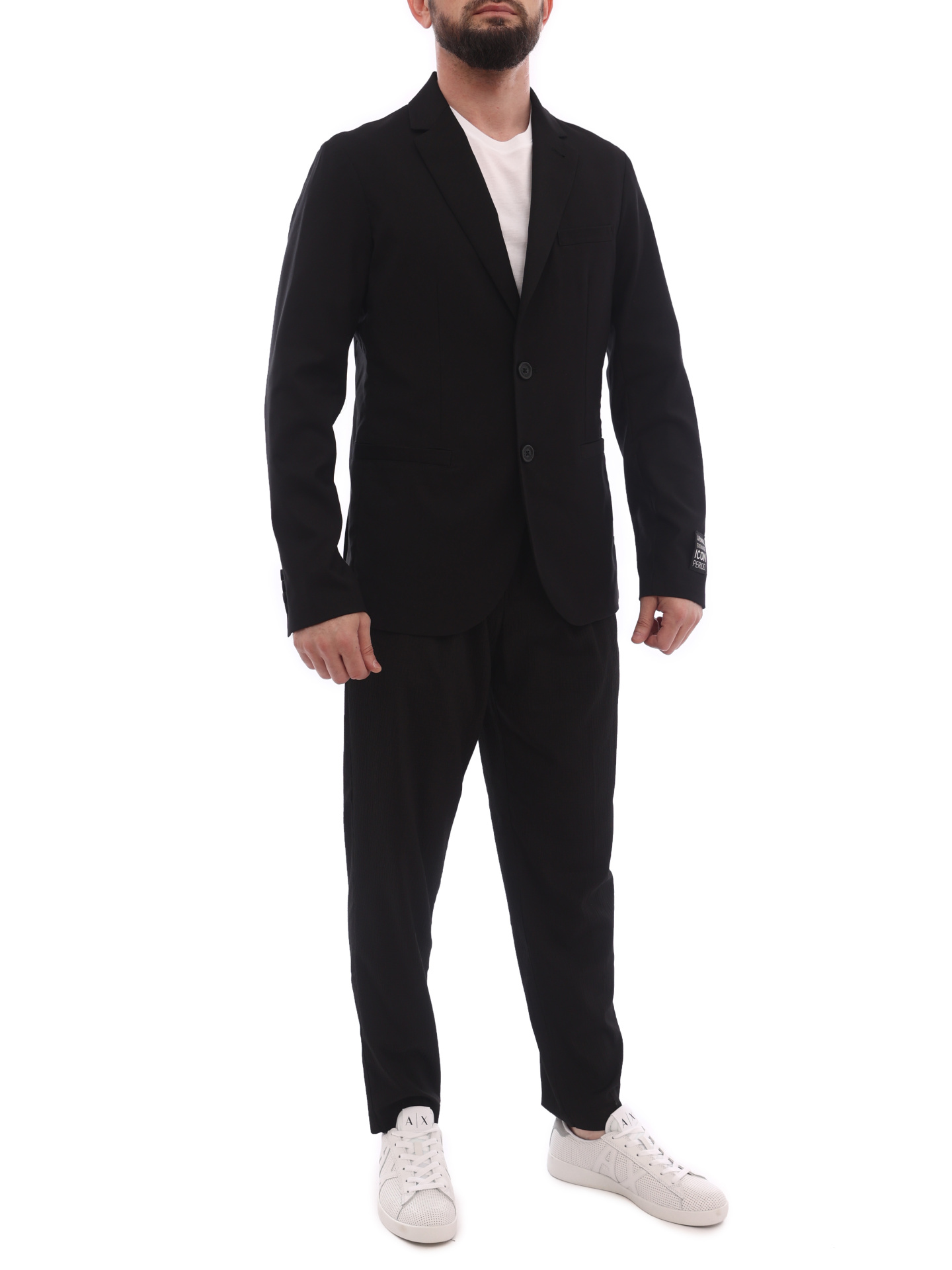 Пиджак Armani Exchange 8NZGP1 ZNPMZ 2240 черный мужской с нашивкой на рукаве — купить в интернет-магазине Verdistore