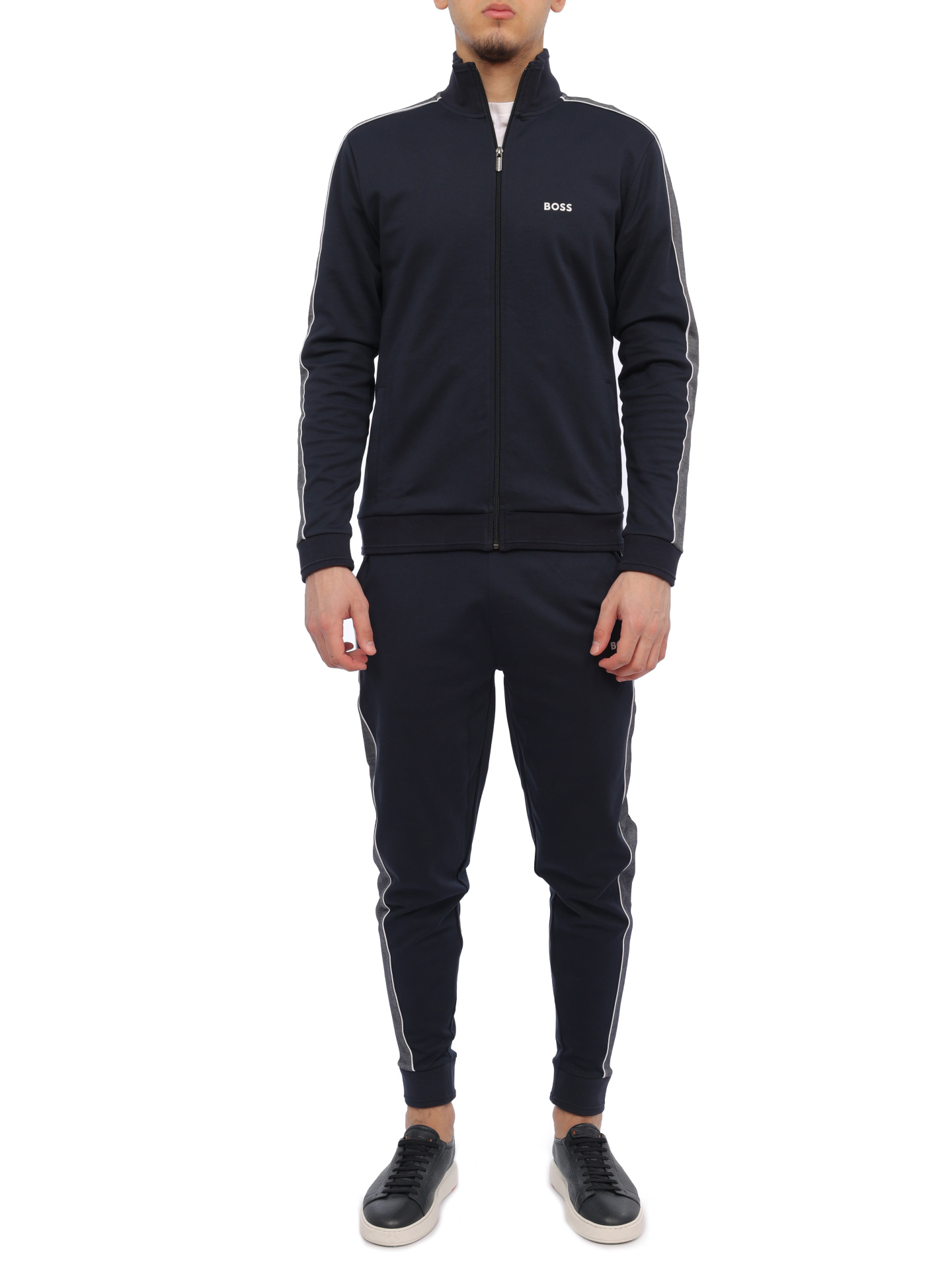 Костюм спортивный Boss 50511040 403 темно-синий мужской с лампасами — купить в интернет-магазине Verdistore