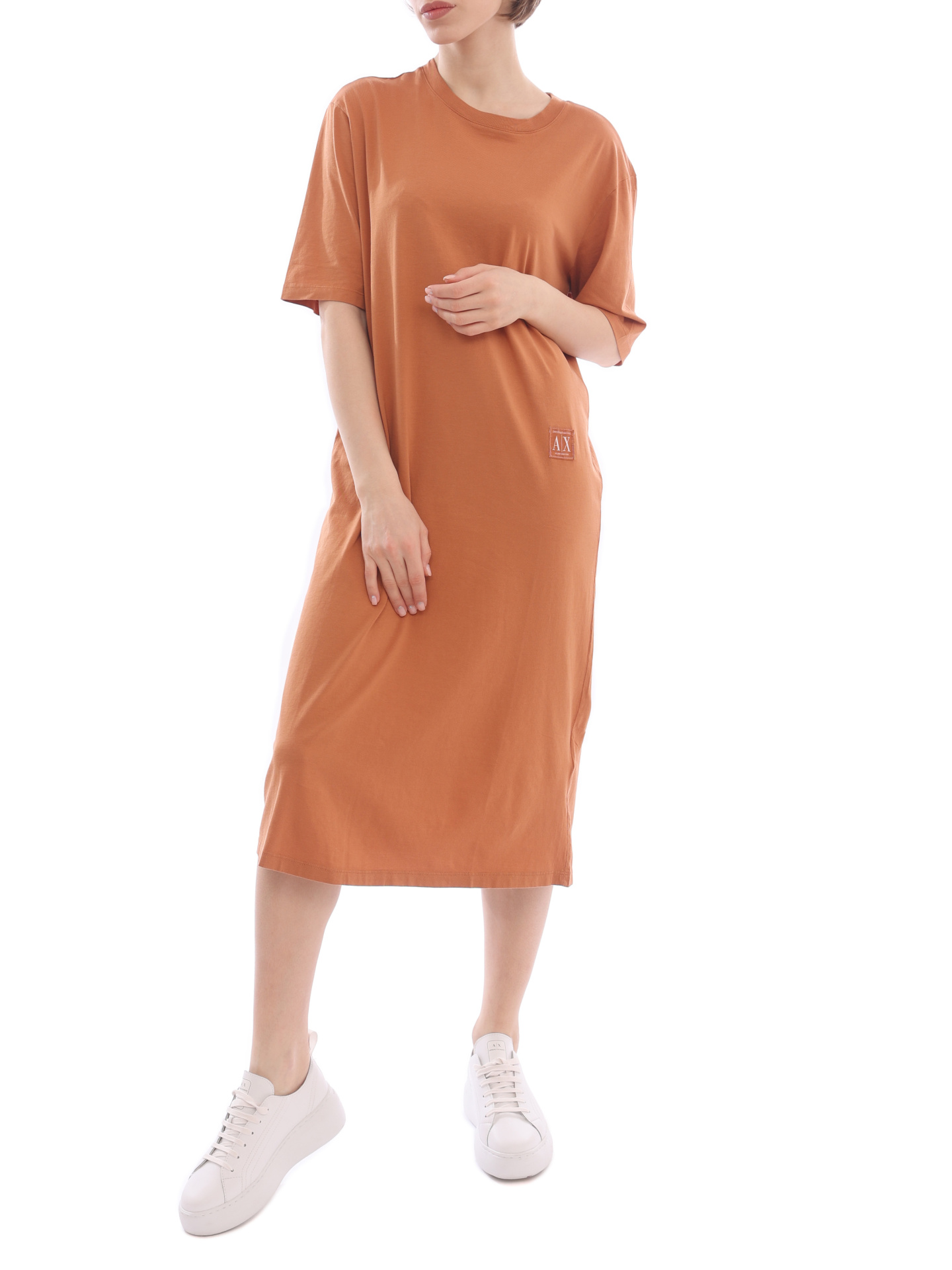 Платье Armani Exchange 3LYA90 YJ6VZ 1764 оранжевое женское из хлопка — купить в интернет-магазине Verdistore