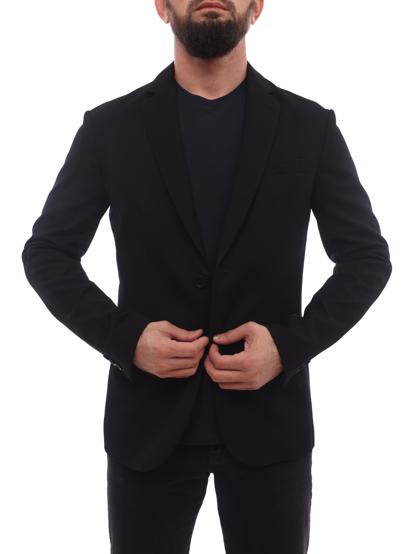 Пиджак Armani Exchange 6HZG46 ZNPWZ 1200 черный мужской приталенный — купить в интернет-магазине Verdistore