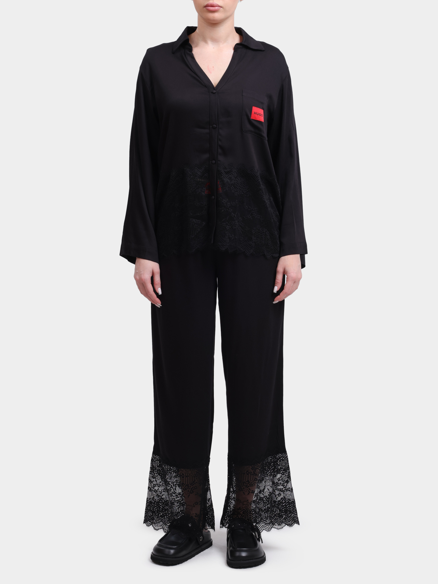 Ночная сорочка RED LABEL LACE_SHIRT 10267405 01 50549982 001 черная женская — купить в интернет-магазине Verdistore