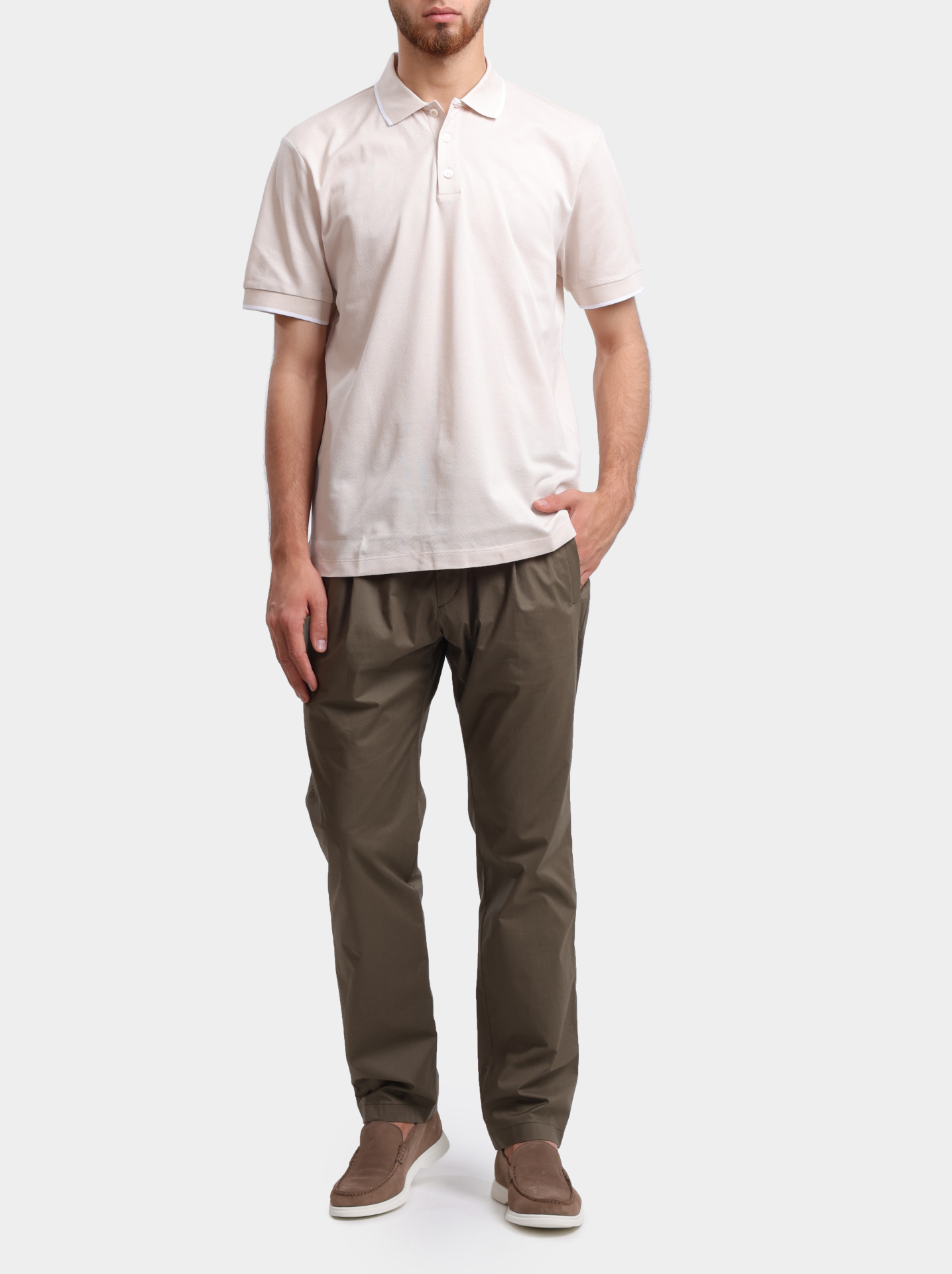 Поло R55028J0 00850 042 кремового цвета мужское — купить в интернет-магазине Verdistore