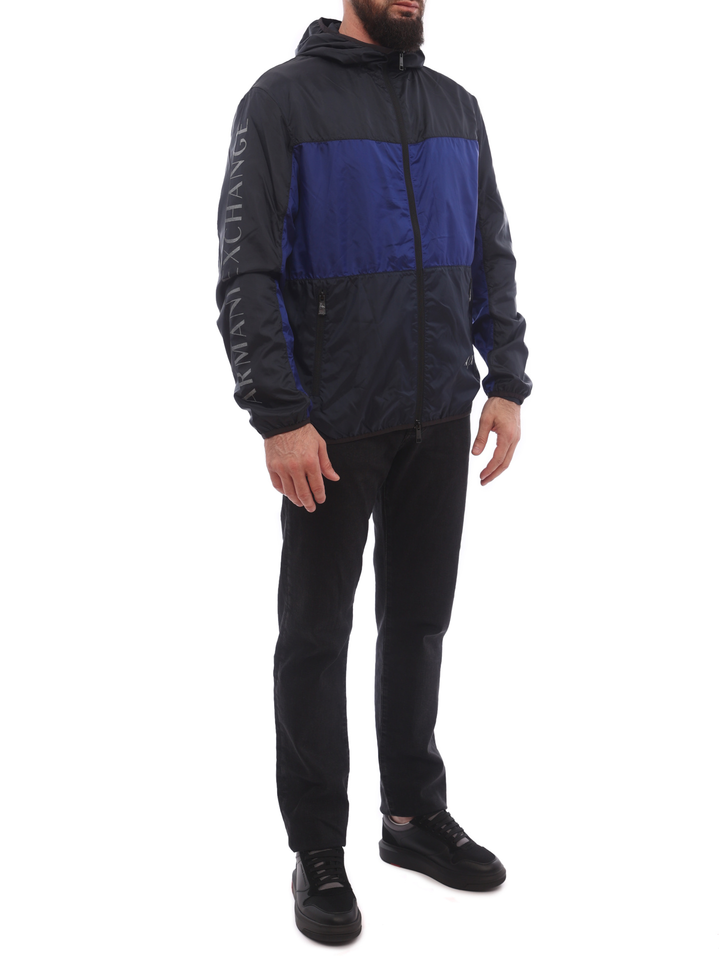 Куртка Armani Exchange 3KZB30 ZNJLZ 05DM комбинированная мужская с капюшоном — купить в интернет-магазине Verdistore
