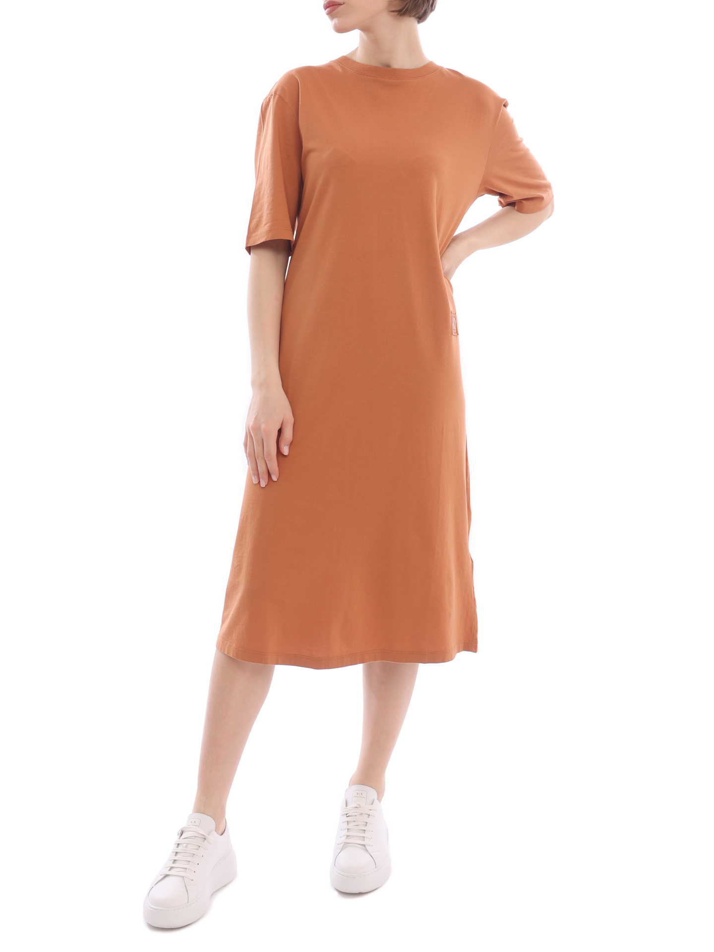 Платье Armani Exchange 3LYA90 YJ6VZ 1764 оранжевое женское из хлопка — купить в интернет-магазине Verdistore