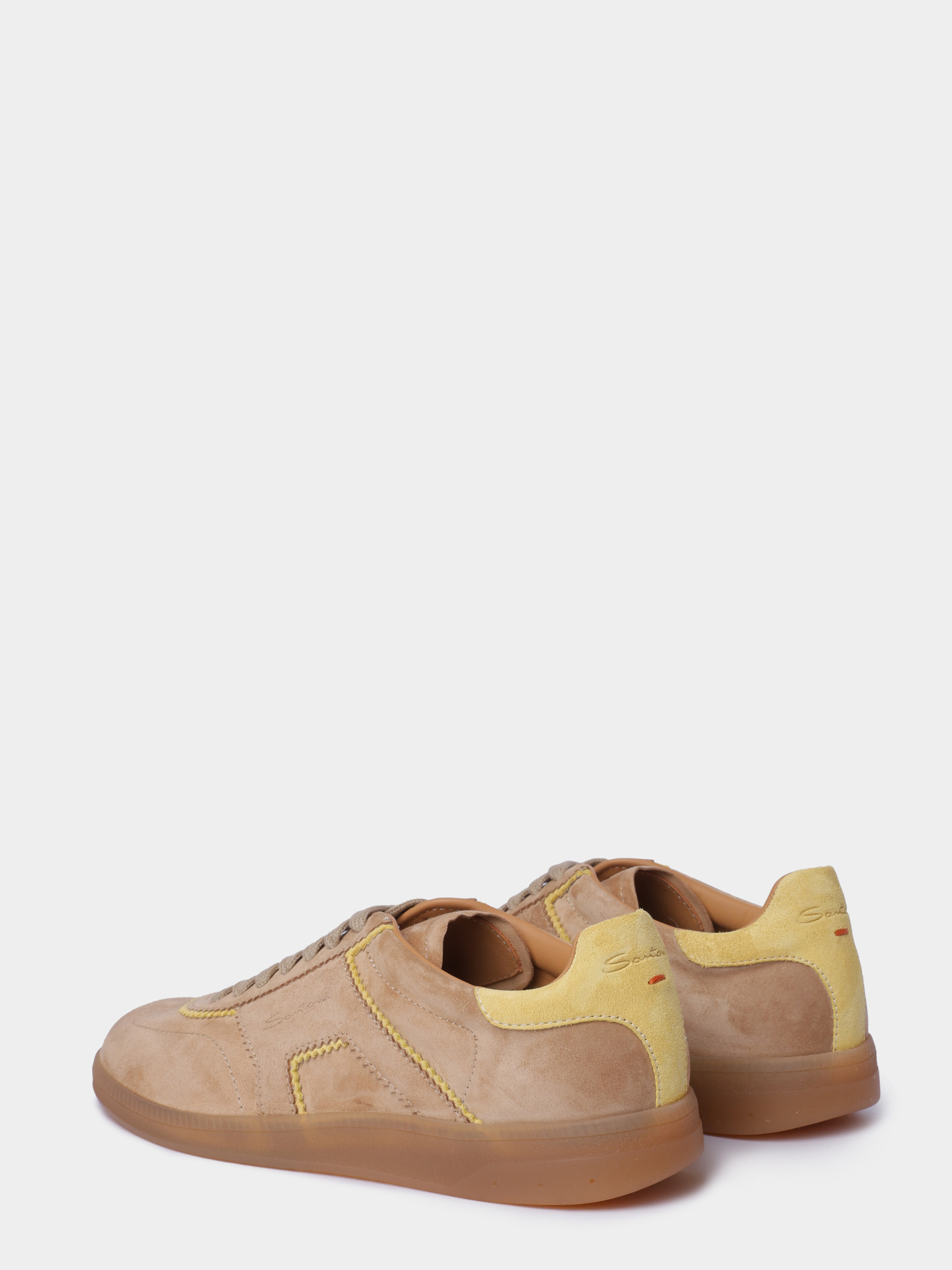 Кеды Santoni WBPG61463FAITUBYC13 бежевые женские с желтой контрастной окантовкой — купить в интернет-магазине Verdistore