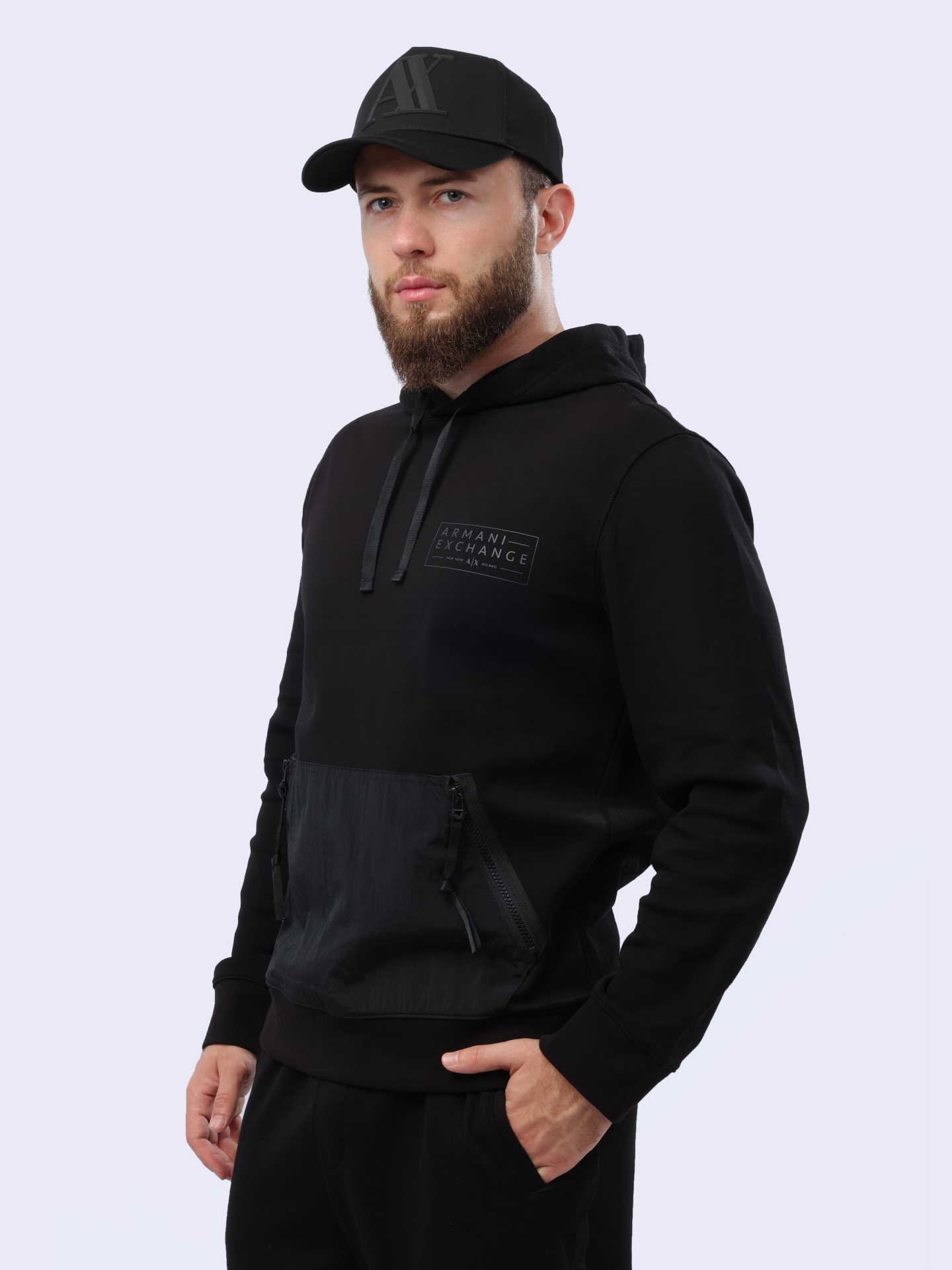 Худи Armani Exchange 3DZMJK ZJXLZ 1200 черное мужское — купить в интернет-магазине Verdistore