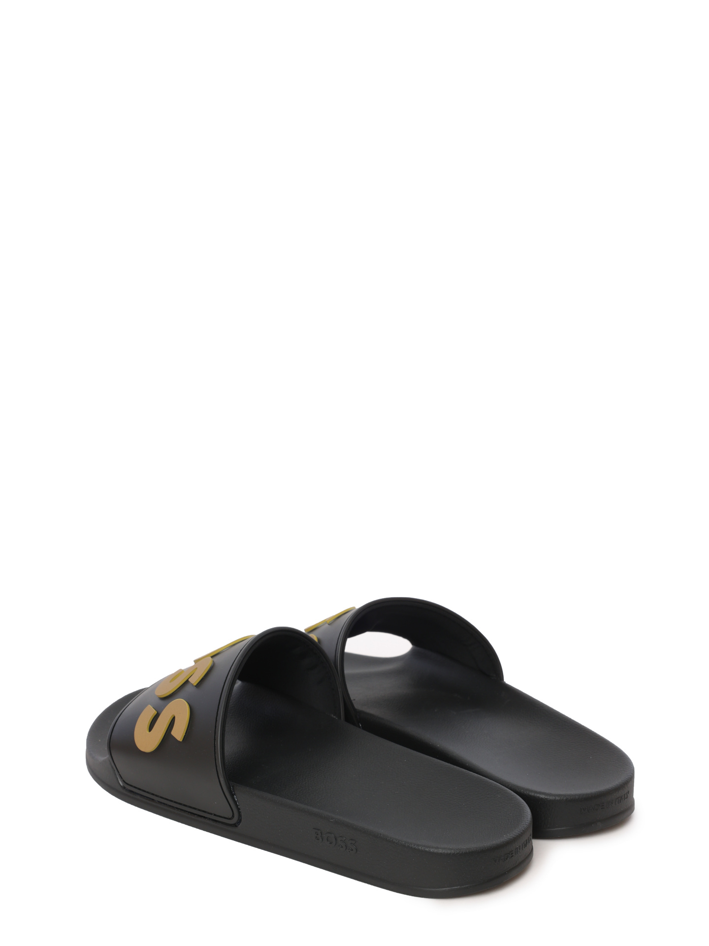 Шлепанцы Boss 50498241 007 черные мужские с золотистым логотипом — купить в интернет-магазине Verdistore