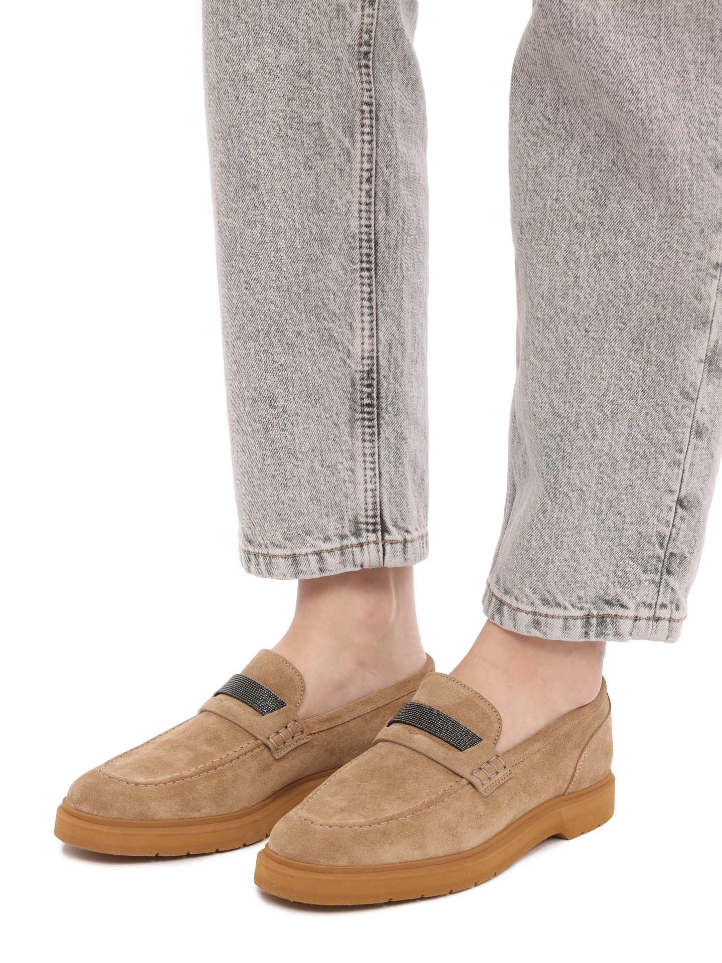 Лоферы Brunello Cucinelli MZSFGB1120 C8491 коричневые женские из замши — купить в интернет-магазине Verdistore
