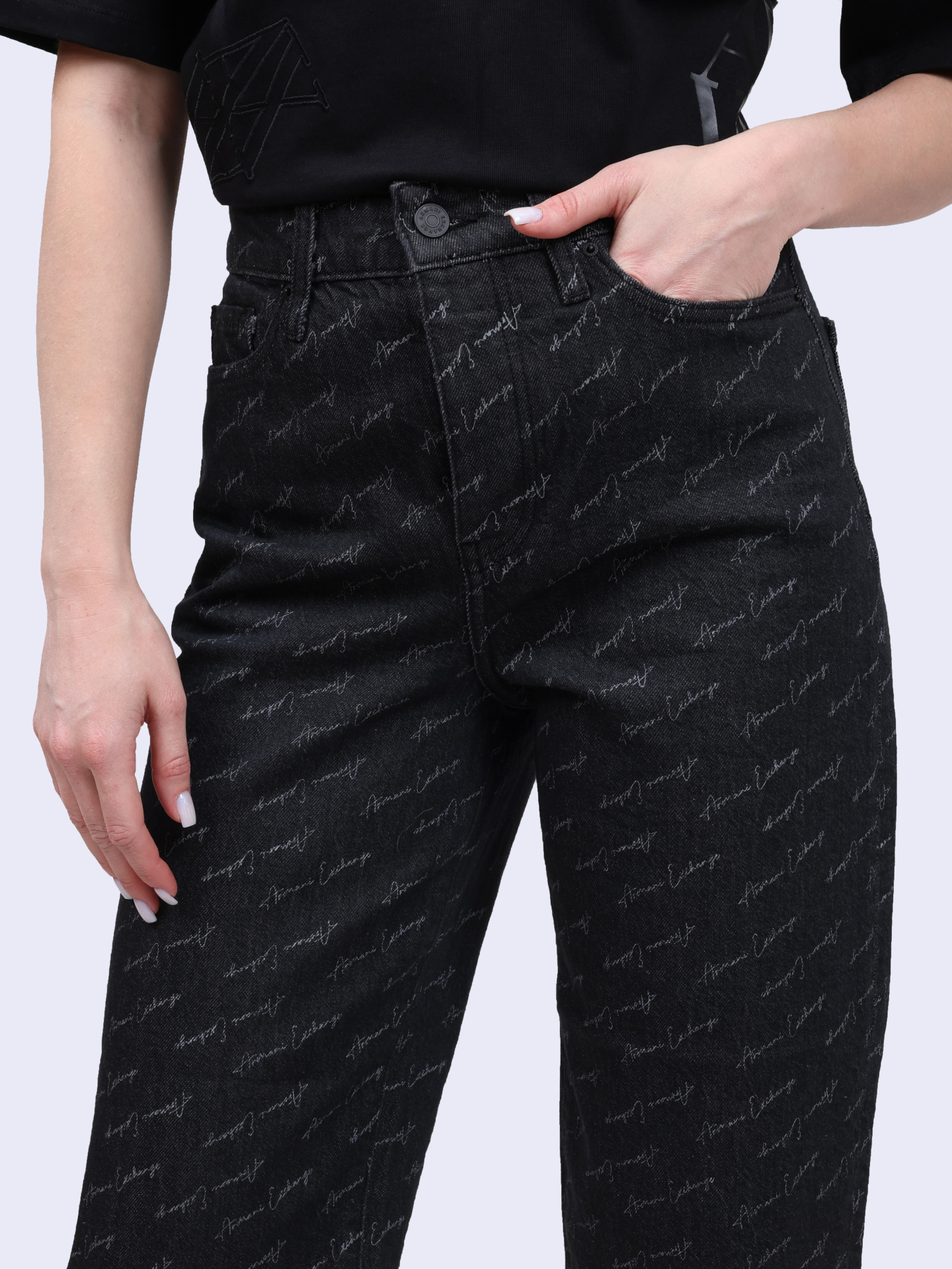 Джинсы Armani Exchange 6DYJ51 Y18BZ 42AC черные женские — купить в интернет-магазине Verdistore