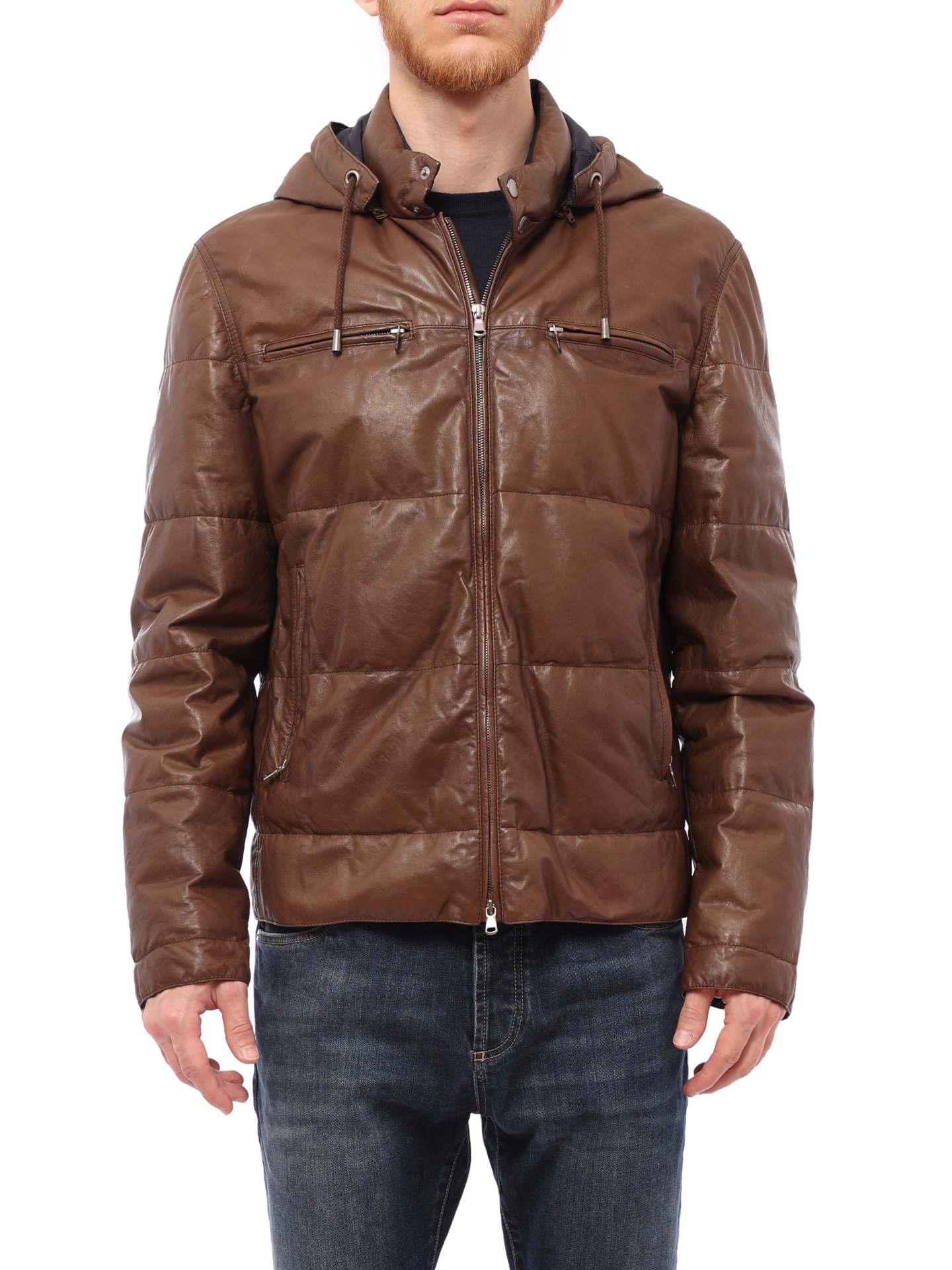 Куртка Brunello Cucinelli M0PNR1090 утепленная мужская из кожи — купить в интернет-магазине Verdistore