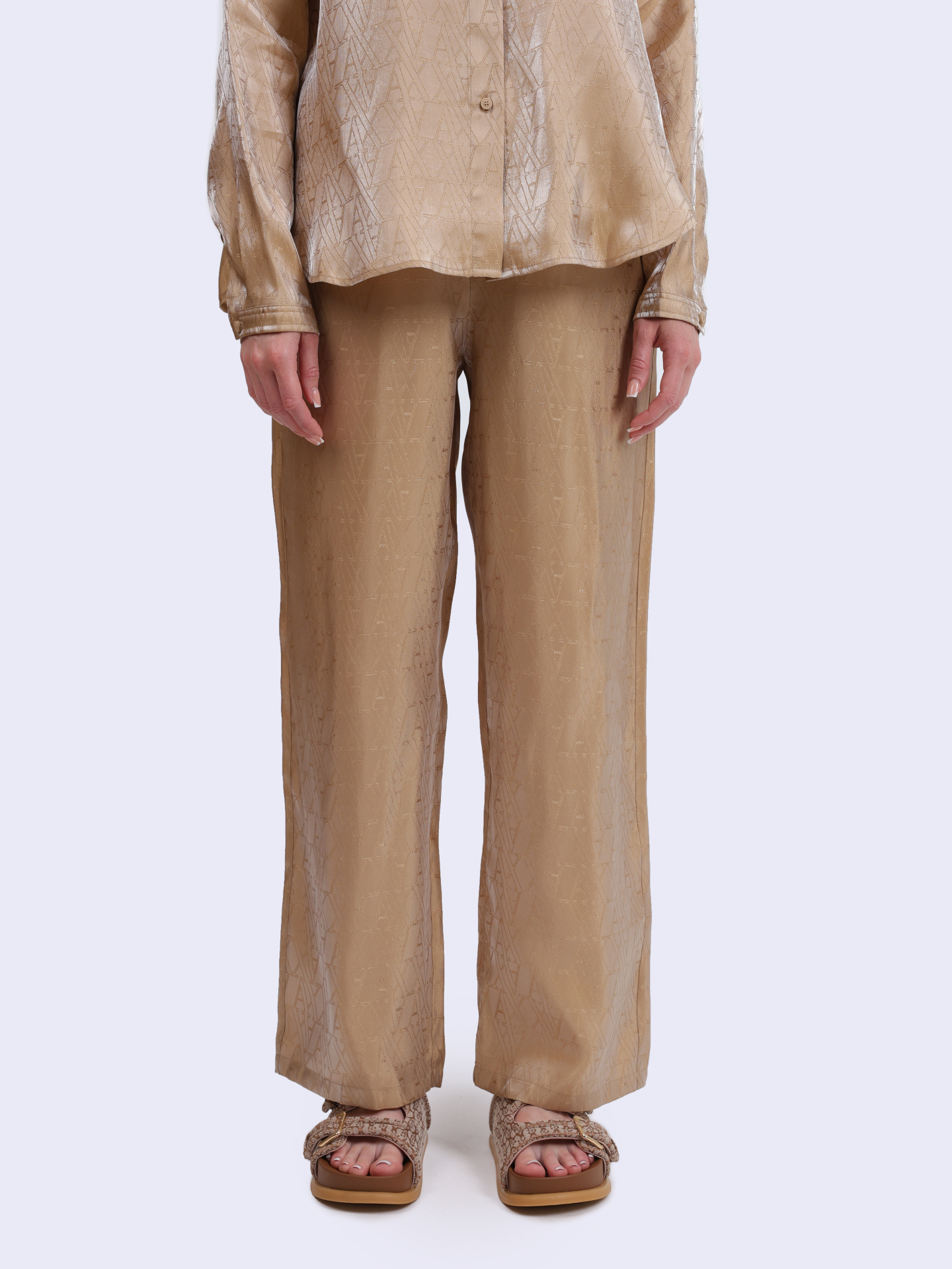 Брюки Armani Exchange XW000569 AF12055 F1018 бежевые женские с логотипом — купить в интернет-магазине Verdistore