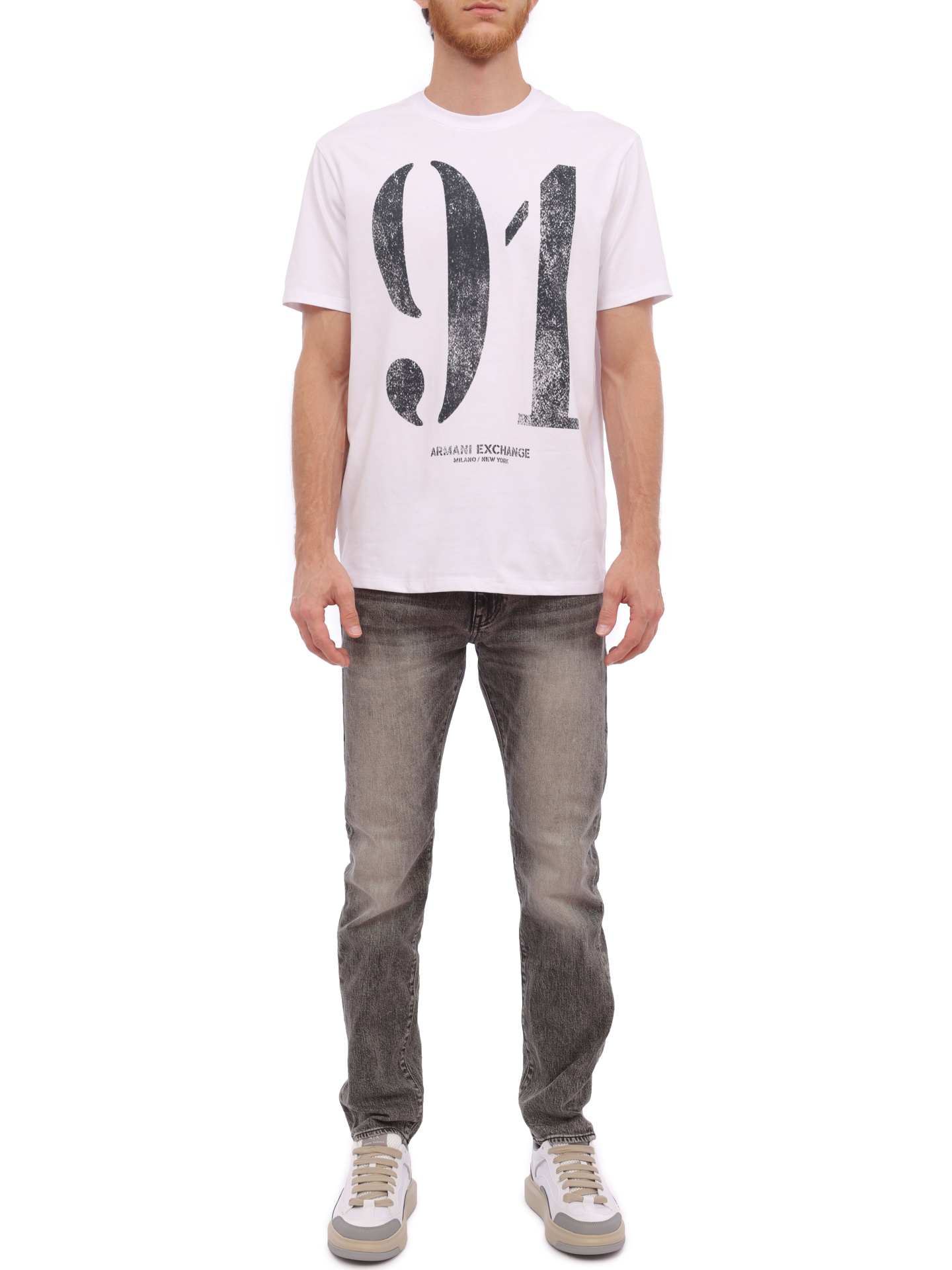 Джинсы Armani Exchange 6RZJ13 Z1KQZ 0903 серые мужские с потертостями — купить в интернет-магазине Verdistore