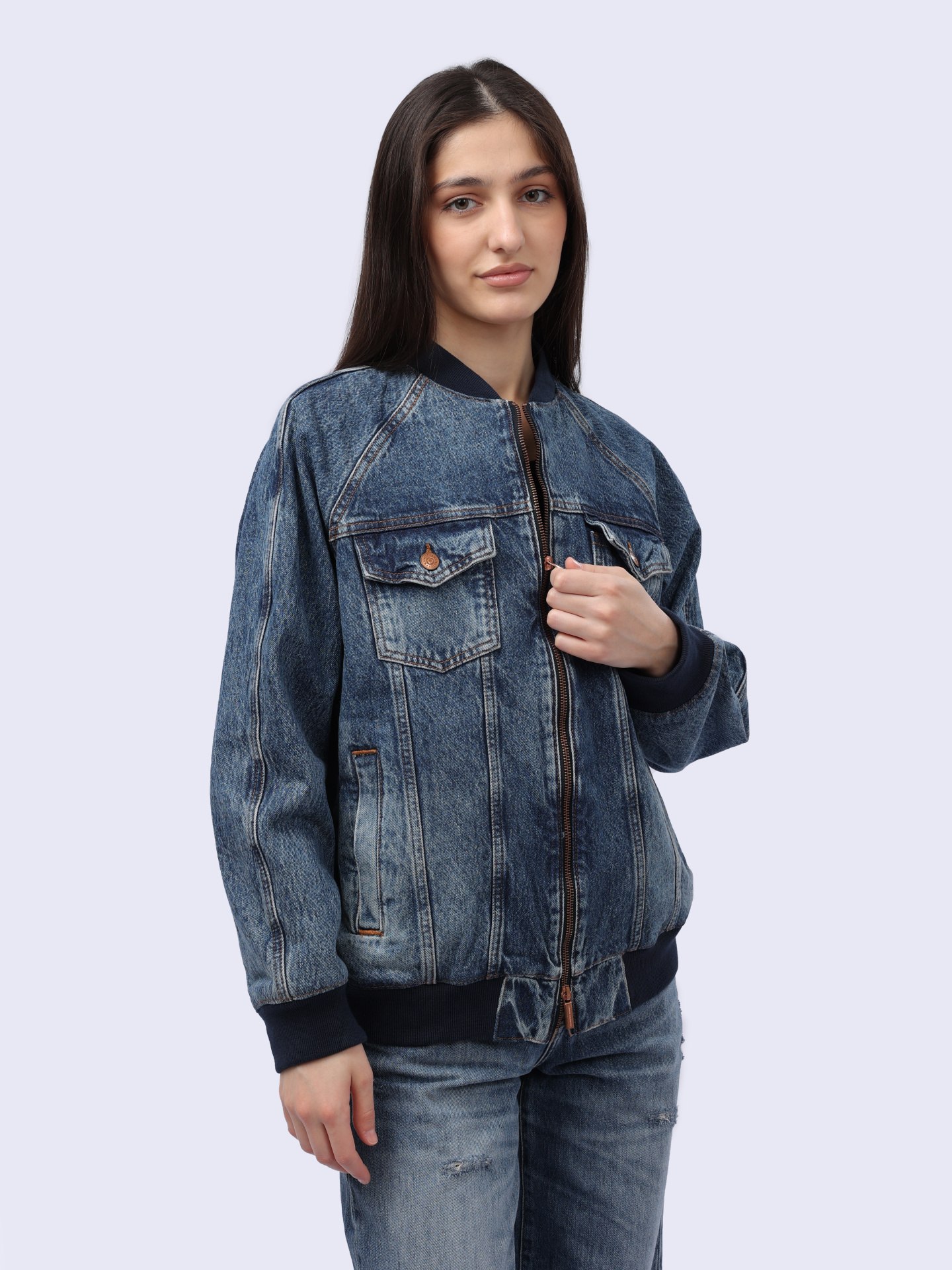 Бомбер Armani Exchange 3DYB63 Y16EZ 1500 женский из денима — купить в интернет-магазине Verdistore