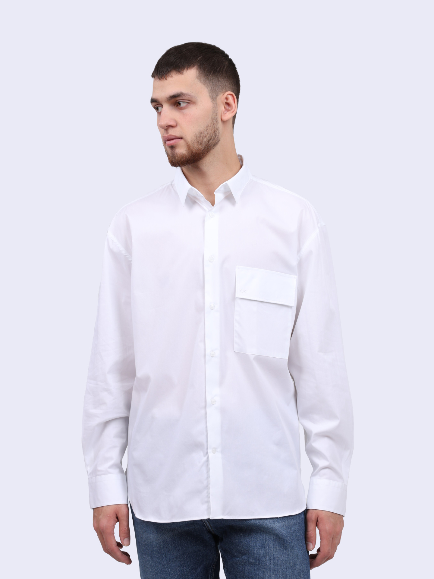 Рубашка Calvin Klein K10K110851 YAF белая мужская из хлопка — купить в интернет-магазине Verdistore